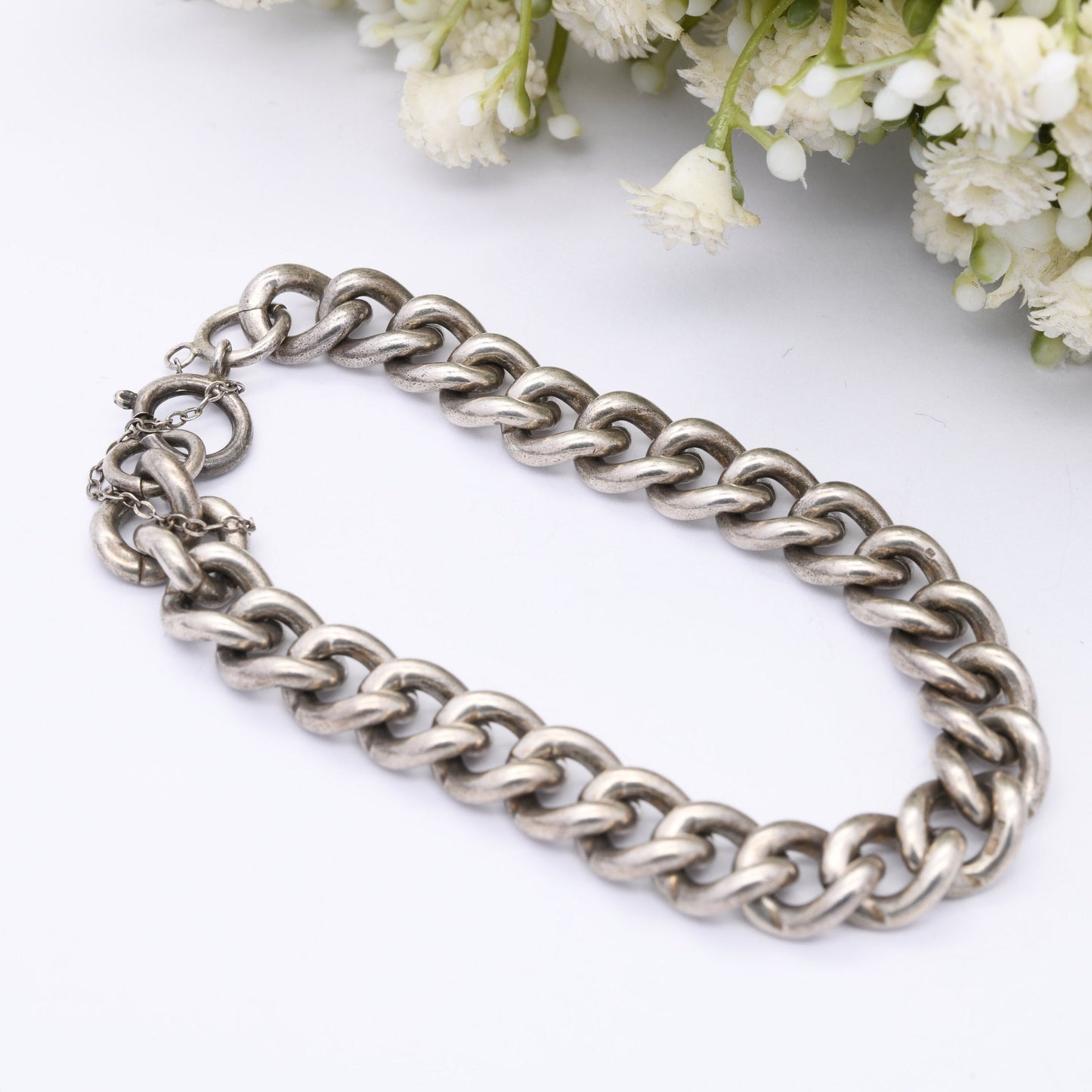 Vintage Chunky Sterling Silver Chain Bracelet 1978