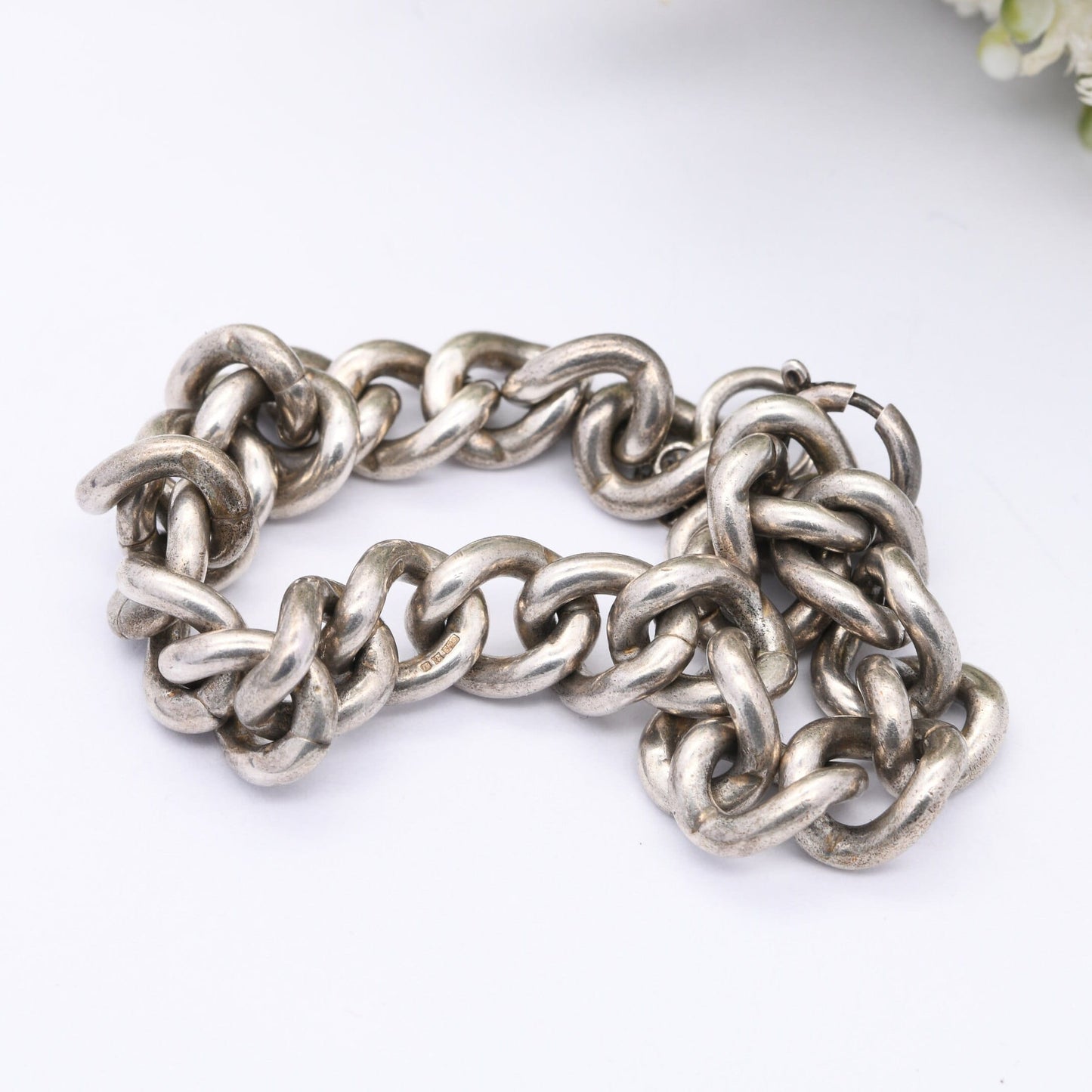 Vintage Chunky Sterling Silver Chain Bracelet 1978