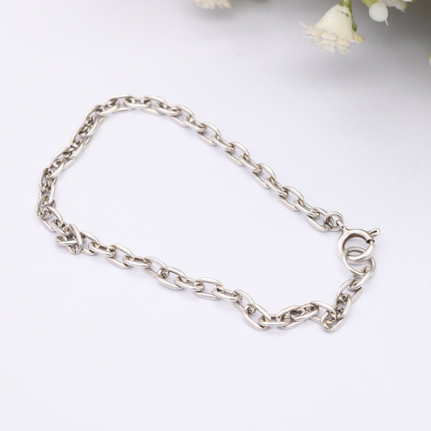 Vintage Silver Cable Link Chain Bracelet