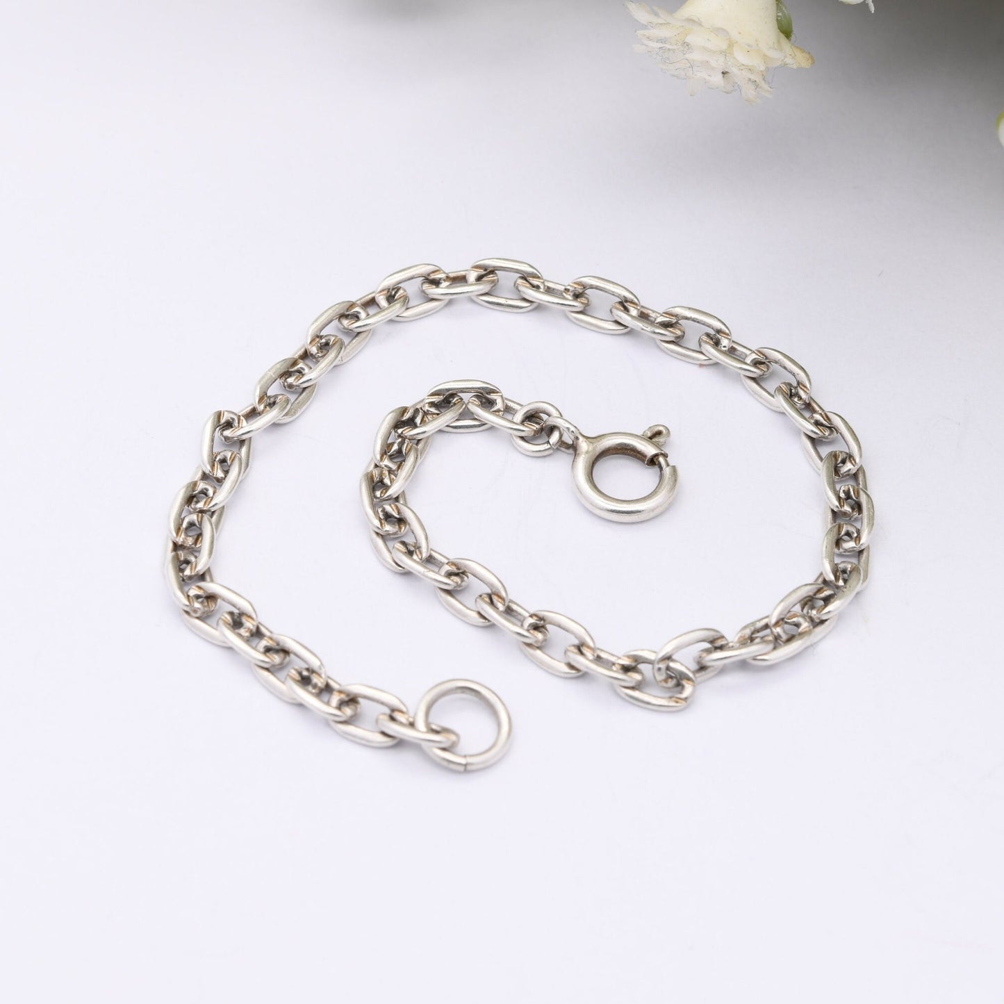 Vintage Silver Cable Link Chain Bracelet