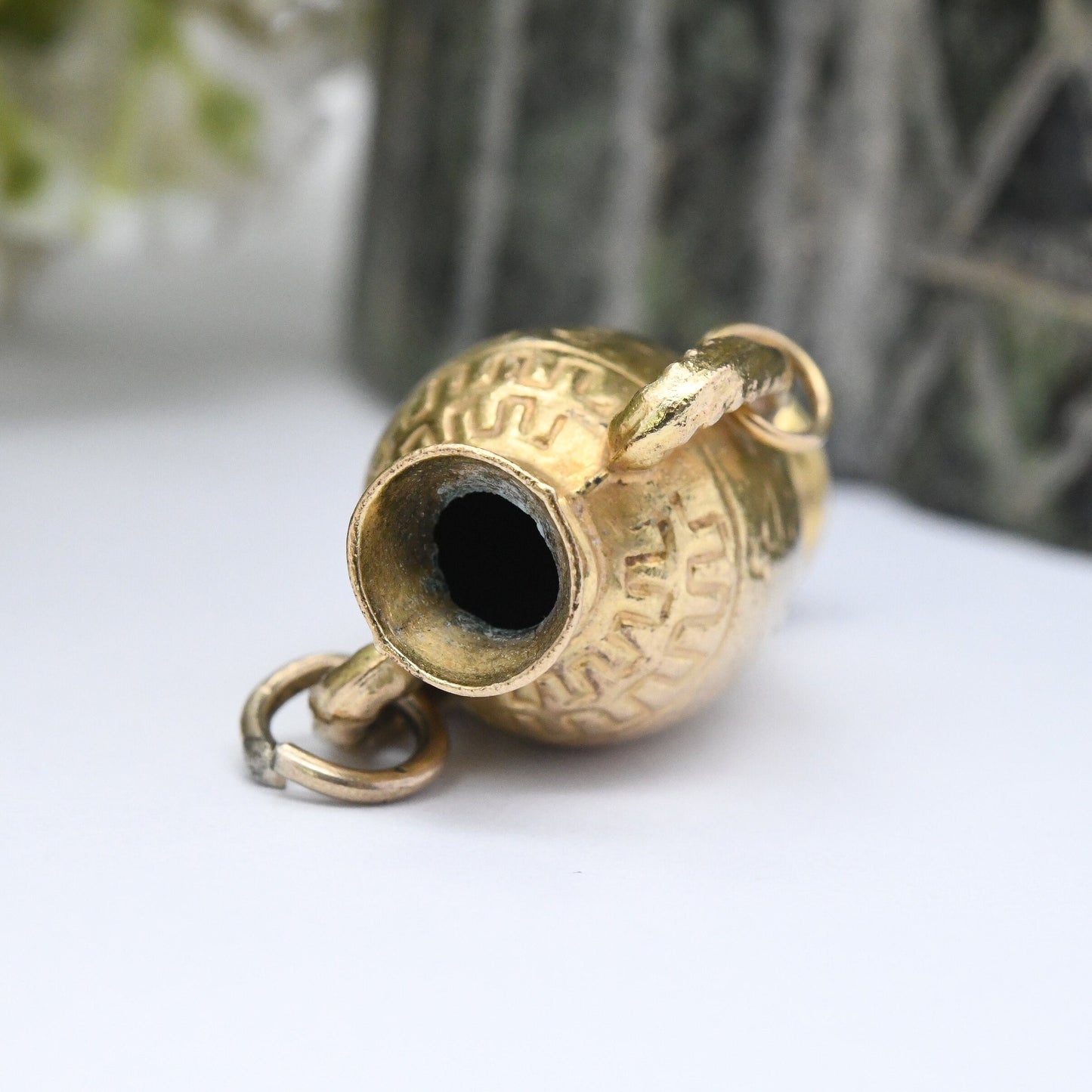 Vintage 9ct Gold Egyptian Urn Charm Pendant 1966 by Fred Manshaw - Two Handled Water Pitcher | Large Jug