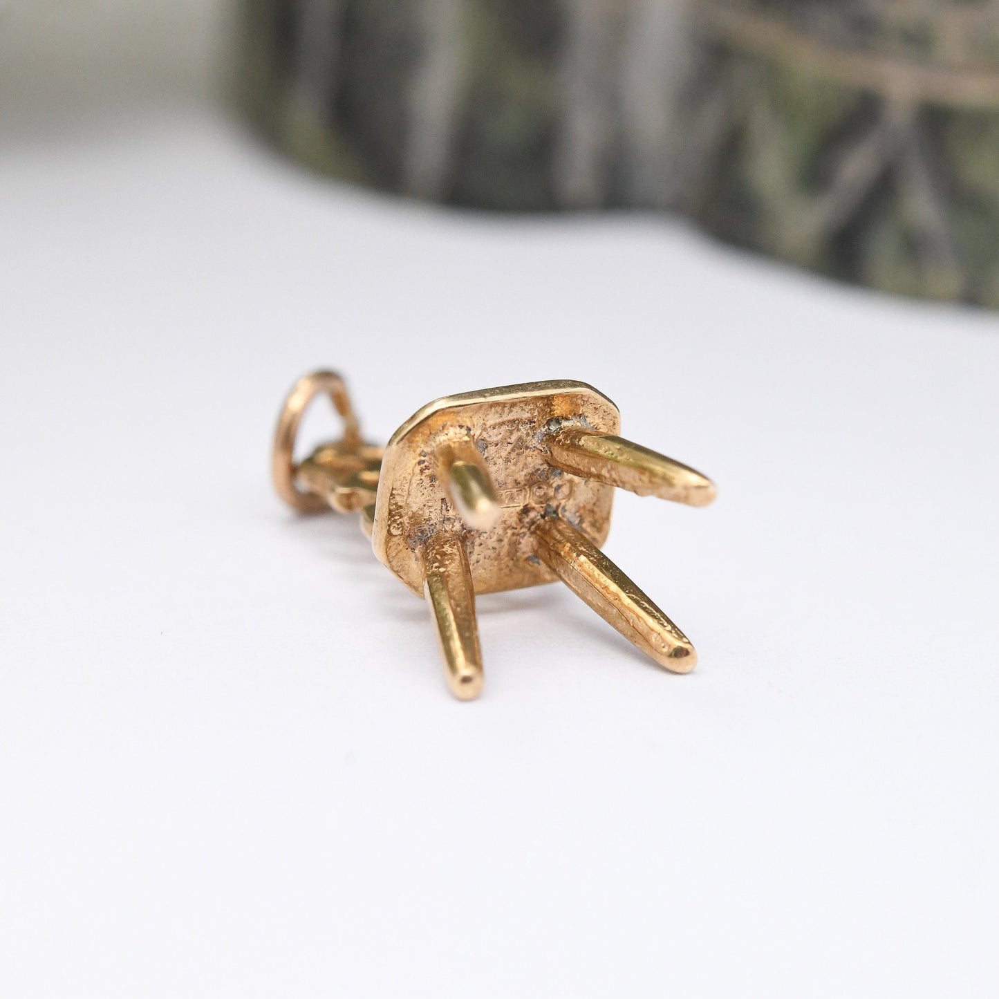 Vintage 9ct Gold Chair Charm Pendant with Ornate Openwork Back 1975 by Fred Manshaw