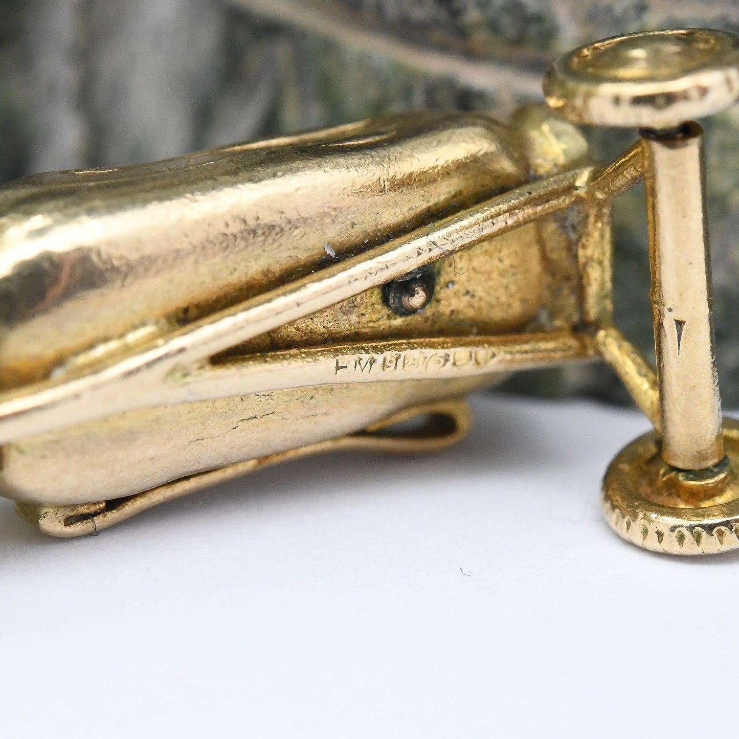 Vintage 9ct Gold Golf Clubs Bag Charm Pendant 1970 by Fred Manshaw - Articulated Clubs Spinning Wheels Moving | White Gold Golf Set