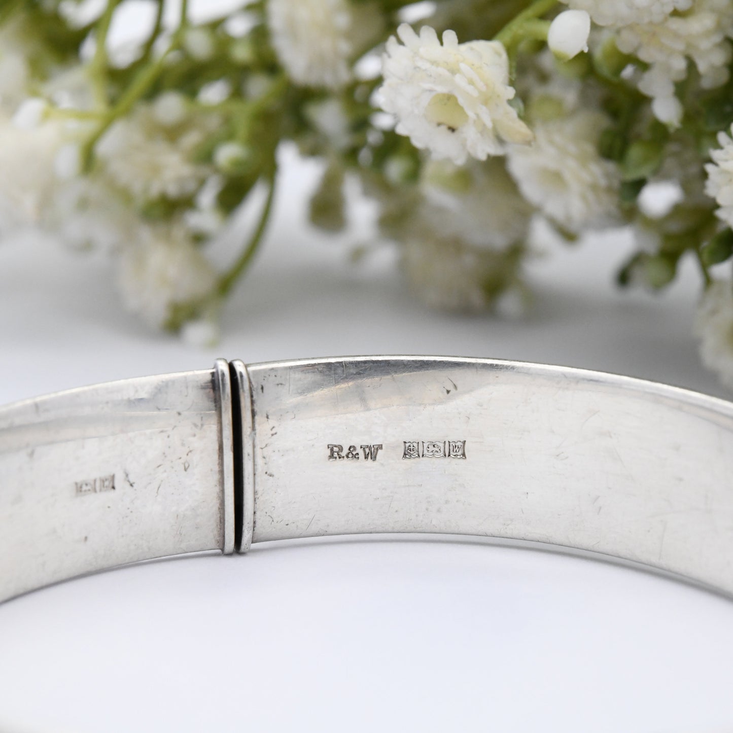 Vintage Sterling Silver Bangle Bracelet by Rigby and Wilson R&W 1971