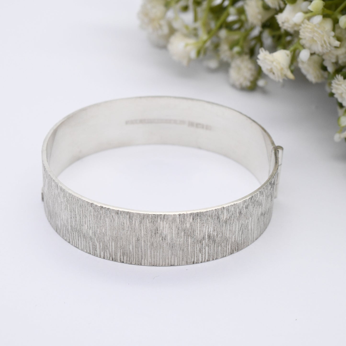 Vintage Sterling Silver Textured Bangle Bracelet 1979 by Bracelon B Ltd