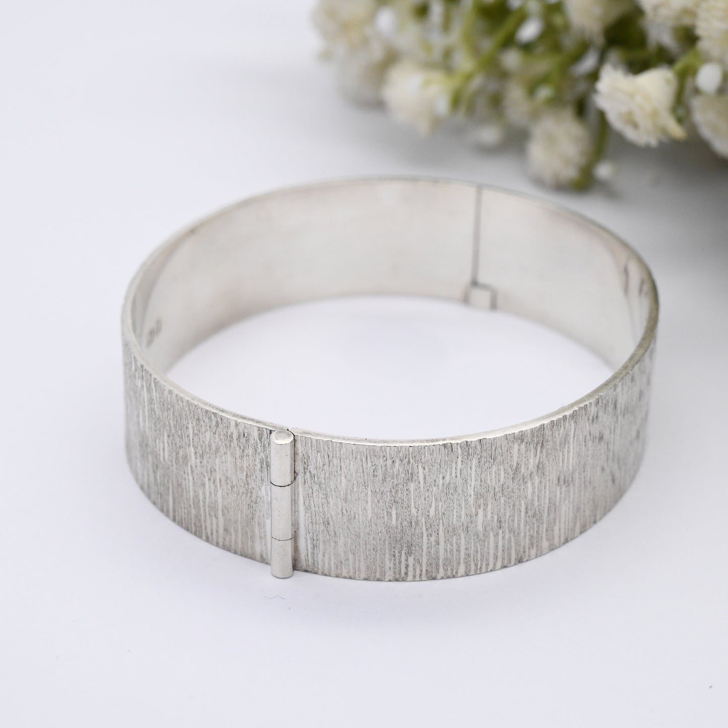 Vintage Sterling Silver Textured Bangle Bracelet 1979 by Bracelon B Ltd