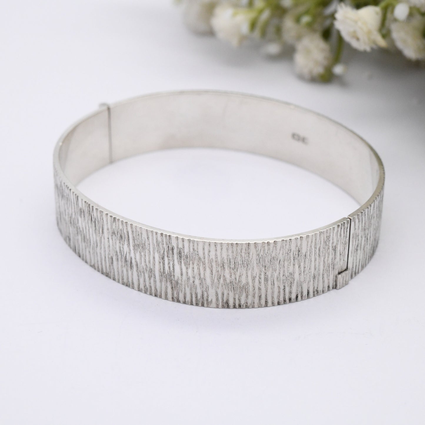 Vintage Sterling Silver Textured Bangle Bracelet 1979 by Bracelon B Ltd