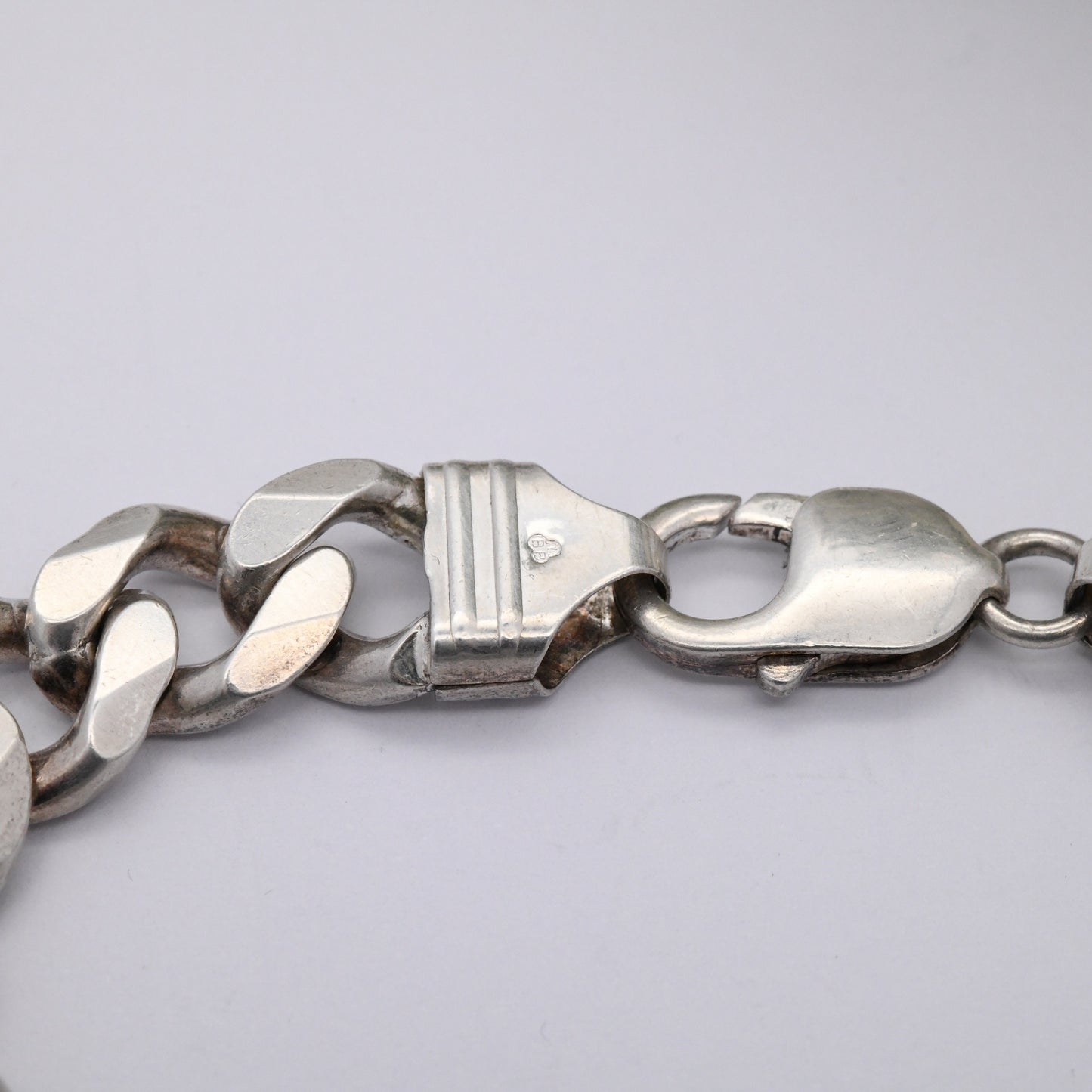 Chunky Vintage Sterling Silver Curb Link Chain Bracelet