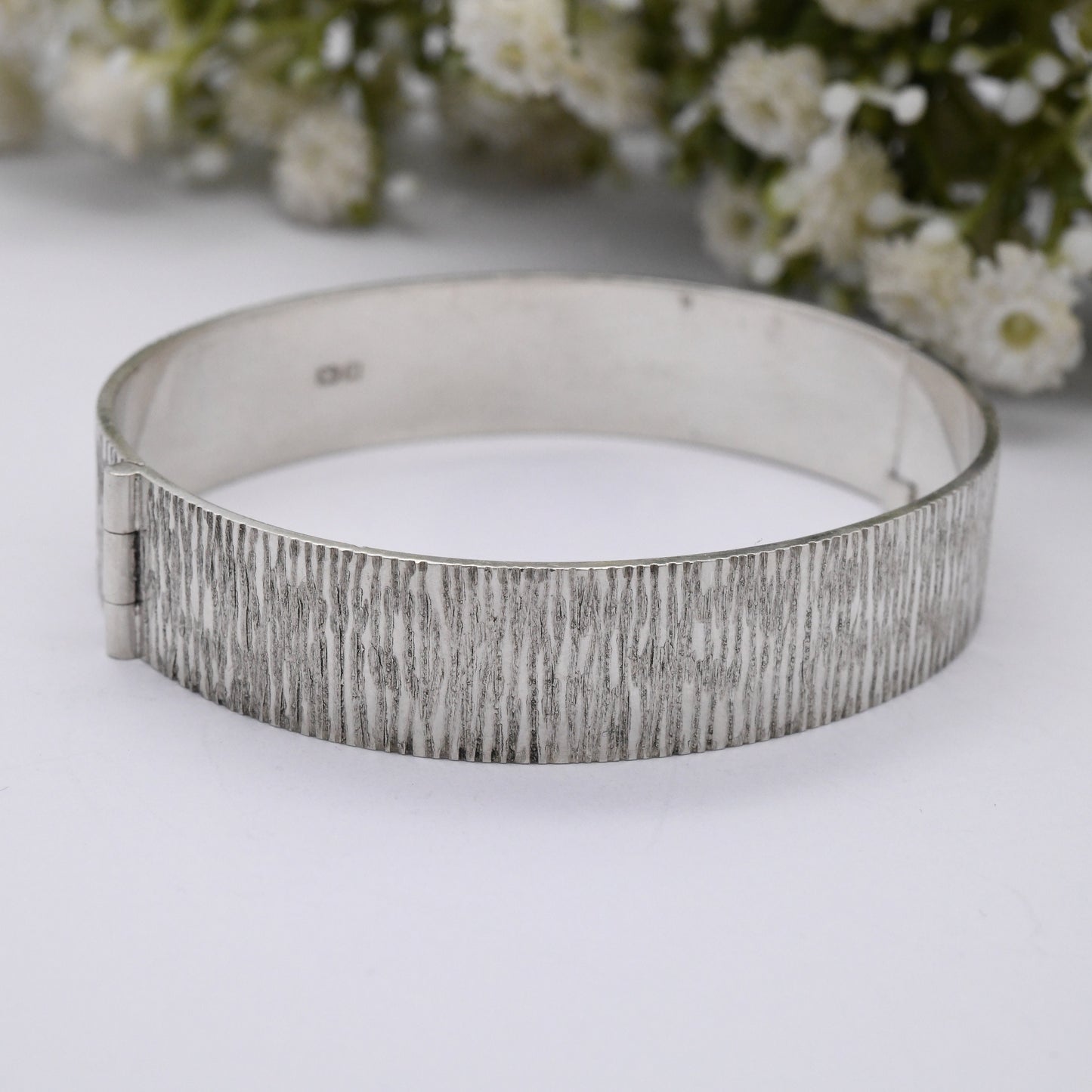 Vintage Sterling Silver Textured Bangle Bracelet 1979 by Bracelon B Ltd