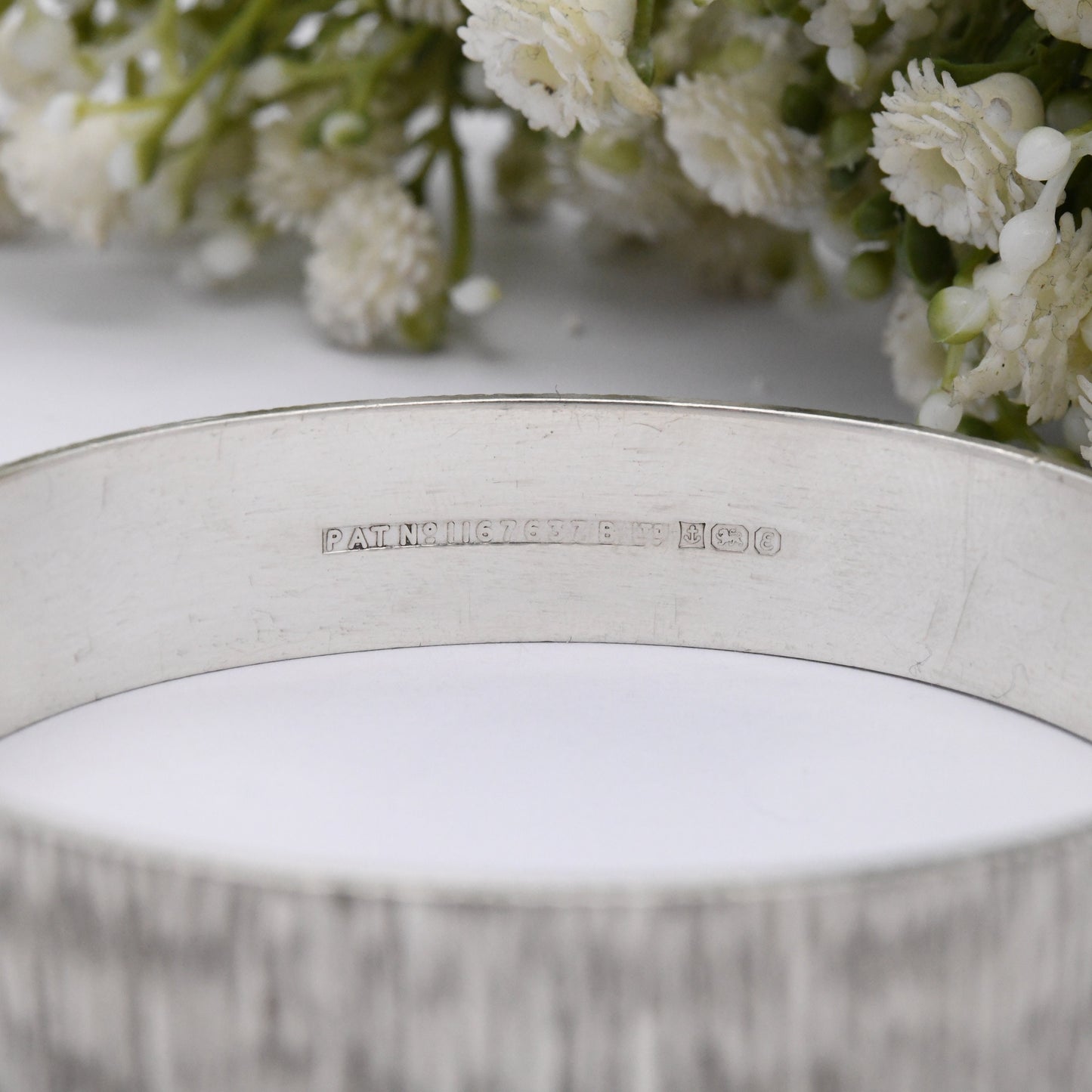 Vintage Sterling Silver Textured Bangle Bracelet 1979 by Bracelon B Ltd