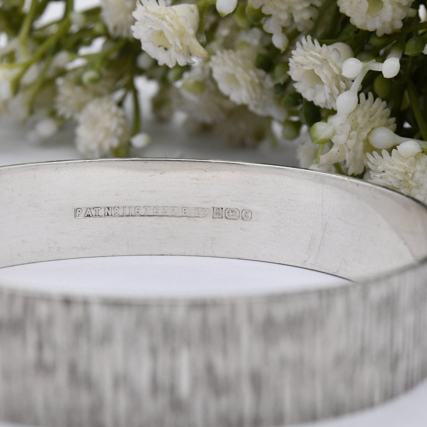 Vintage Sterling Silver Textured Bangle Bracelet 1979 by Bracelon B Ltd