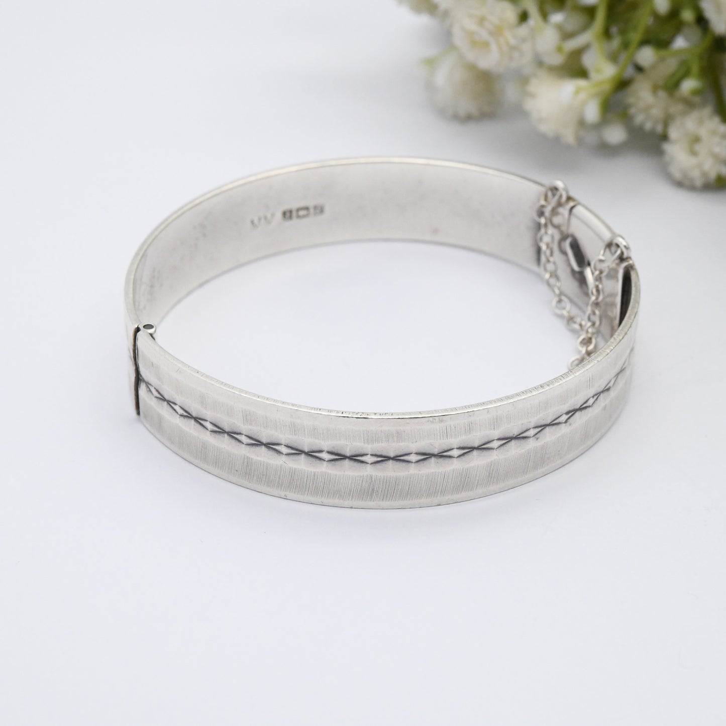 Vintage Sterling Silver Bangle Bracelet 1967 by Monomil MM