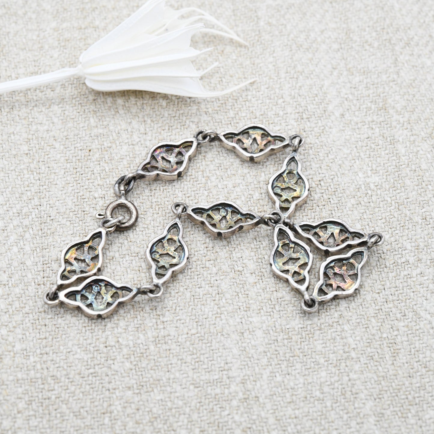 Vintage Kit Heath Sterling Silver Celtic Knot Panel Link Bracelet - Ornate Openwork Design | Pretty Everyday Silver Jewellery