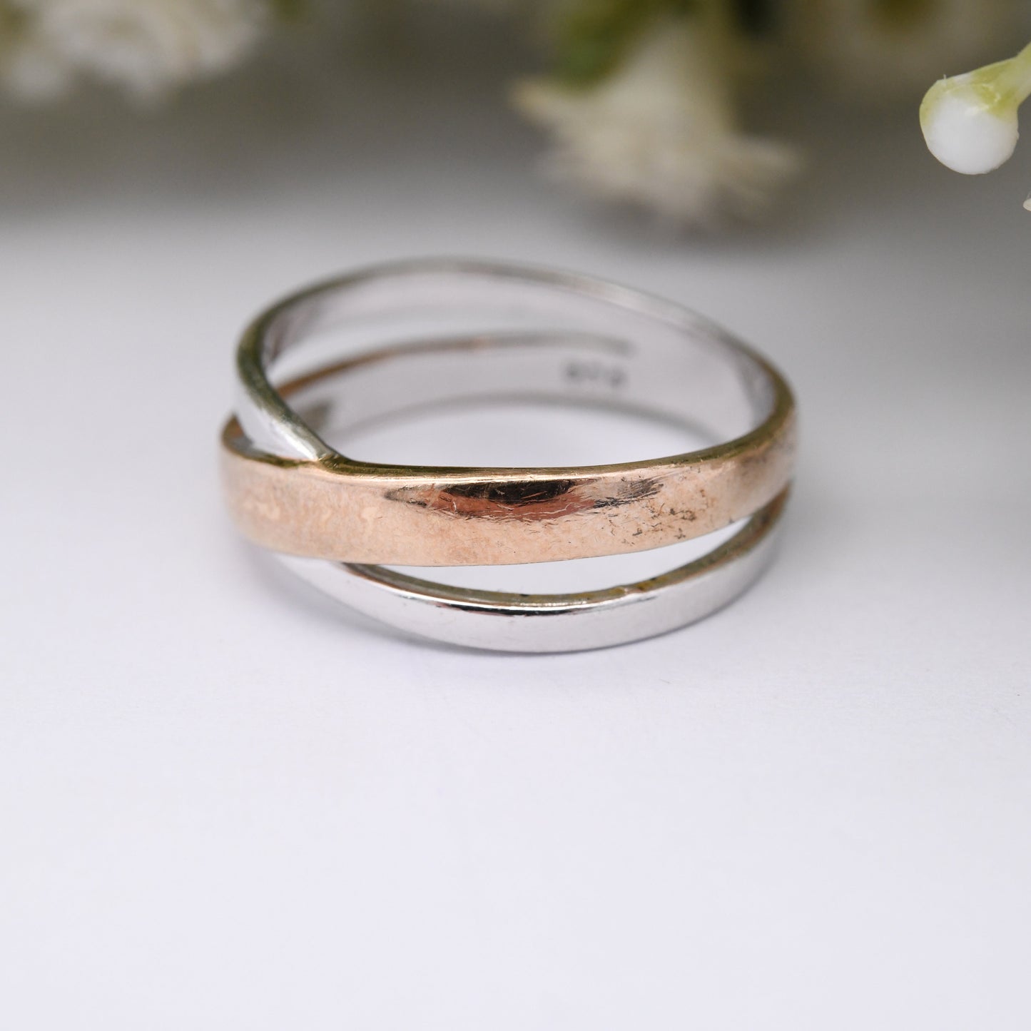 Sterling Silver Crossed Band Ring
