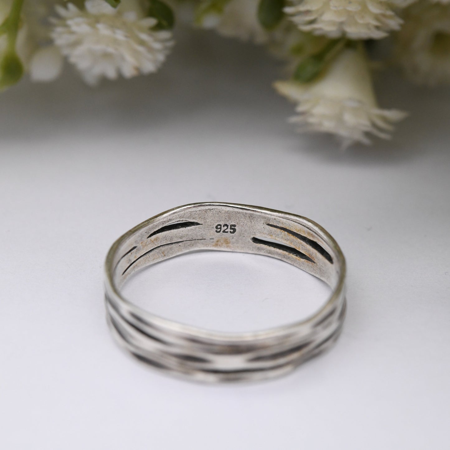 Vintage Sterling Silver Three Band Ring