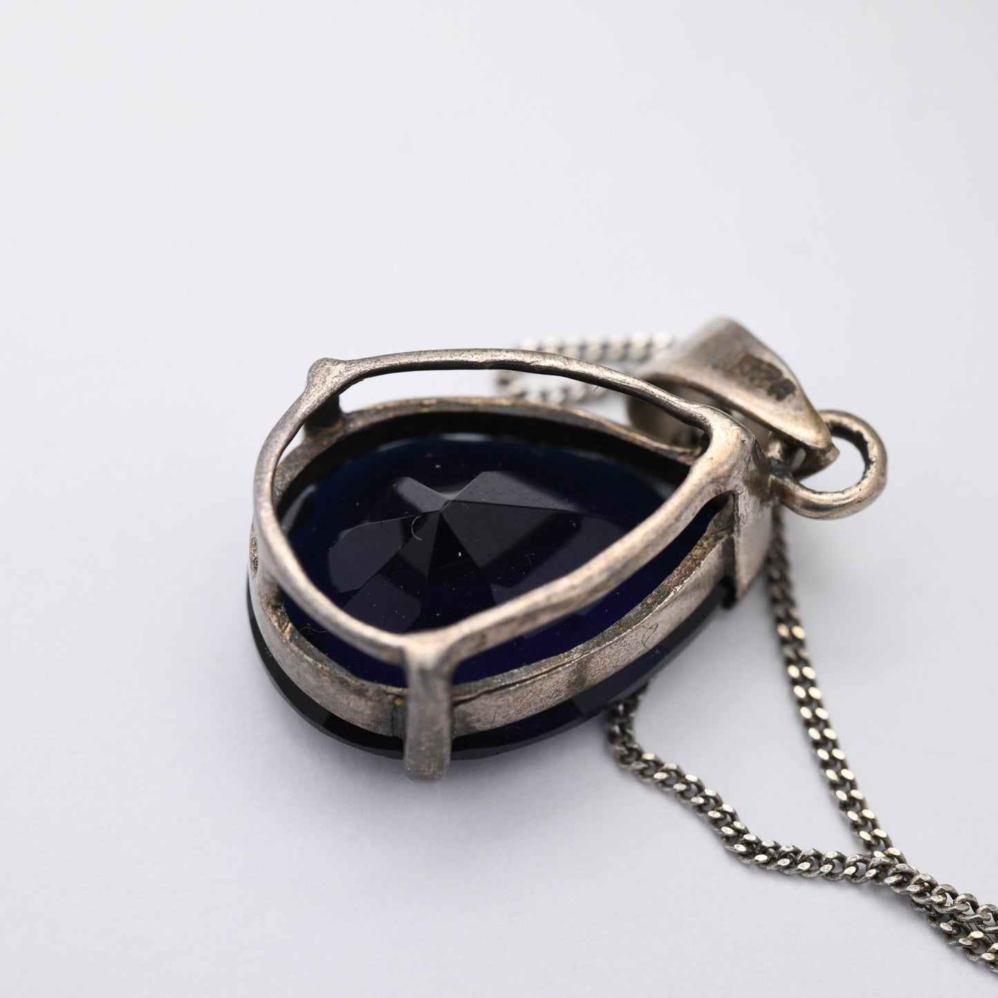 Sterling Silver Blue Stone Pendant Necklace