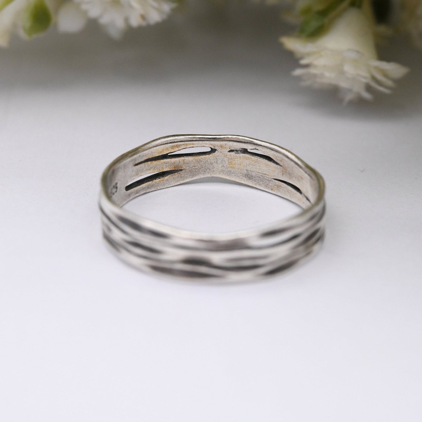 Vintage Sterling Silver Three Band Ring