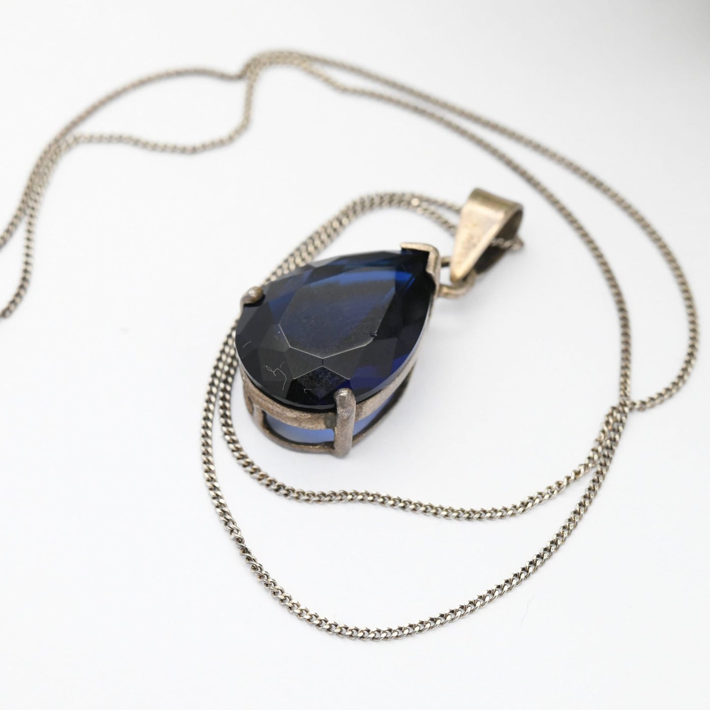 Sterling Silver Blue Stone Pendant Necklace