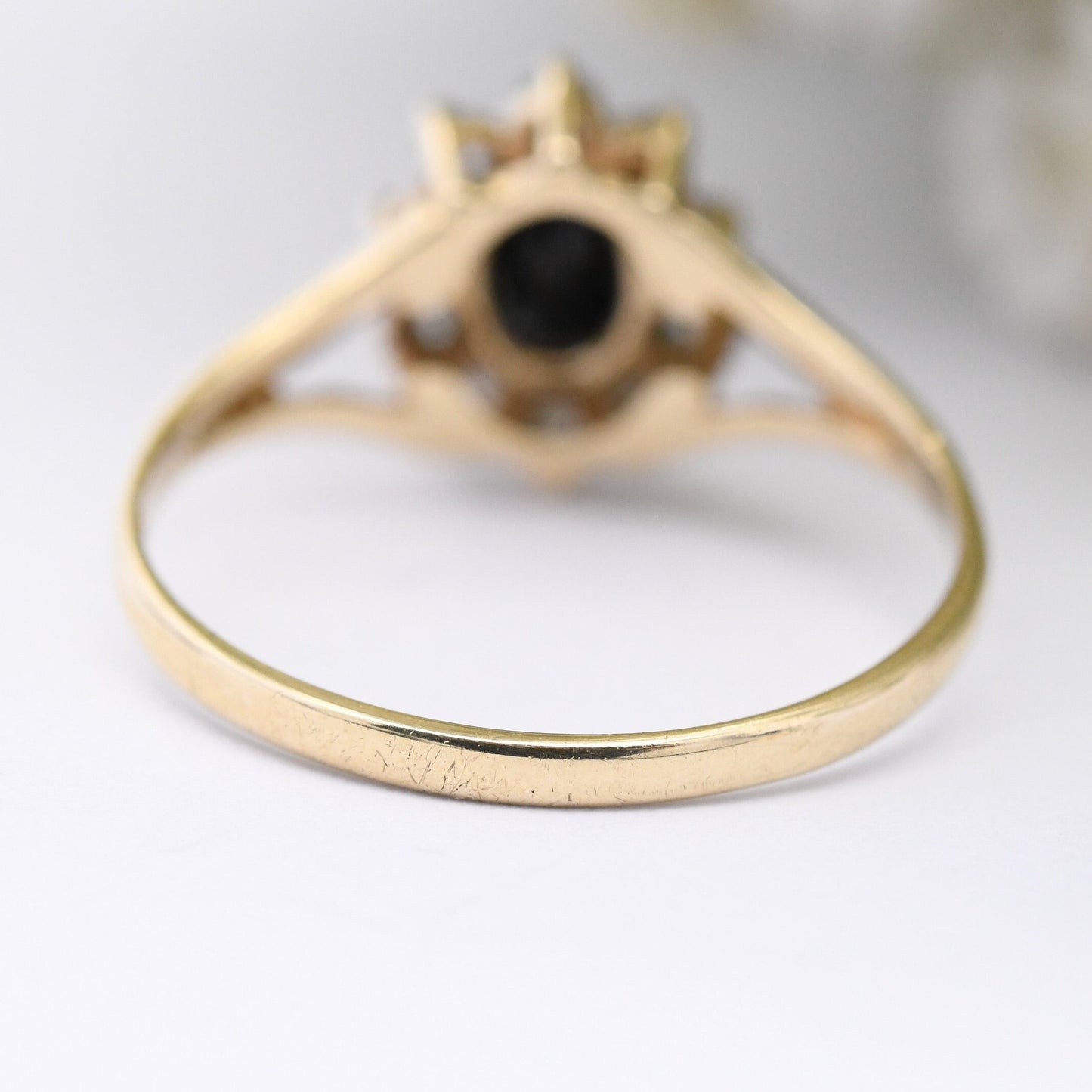 Vintage 9ct Gold Sapphire Halo Cluster Ring