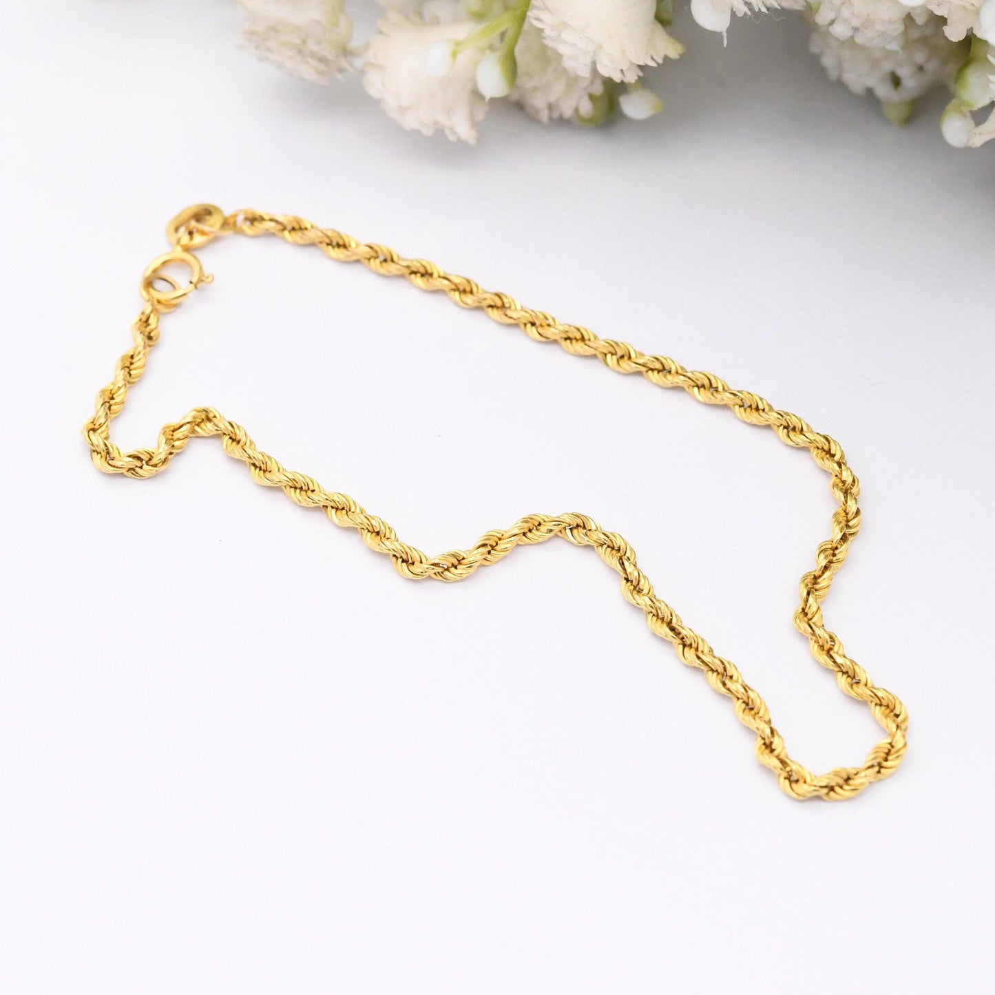 Vintage 9ct Gold Rope Chain Bracelet