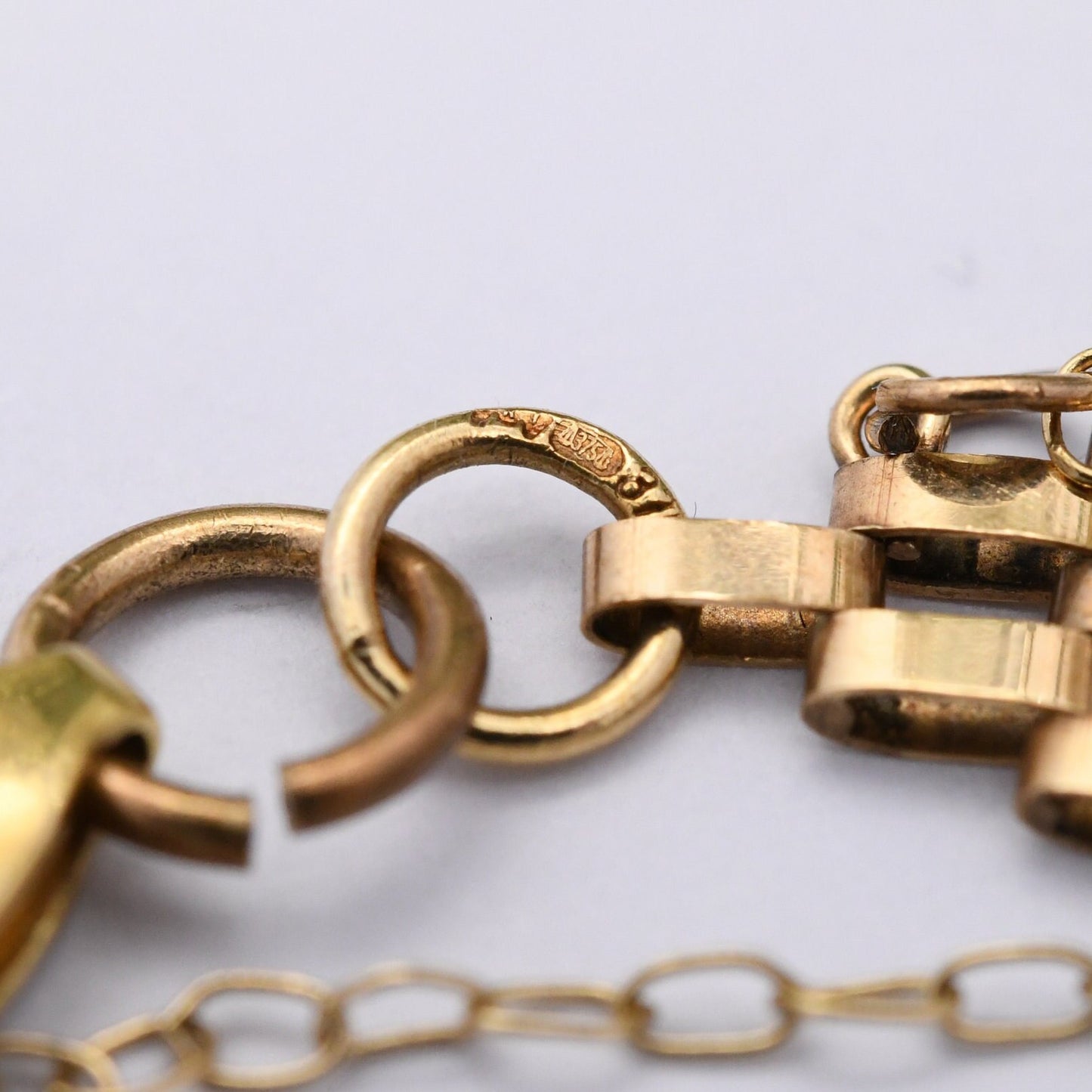 Vintage 9ct Rose Gold Gate Link Chain Bracelet with Safety Chain
