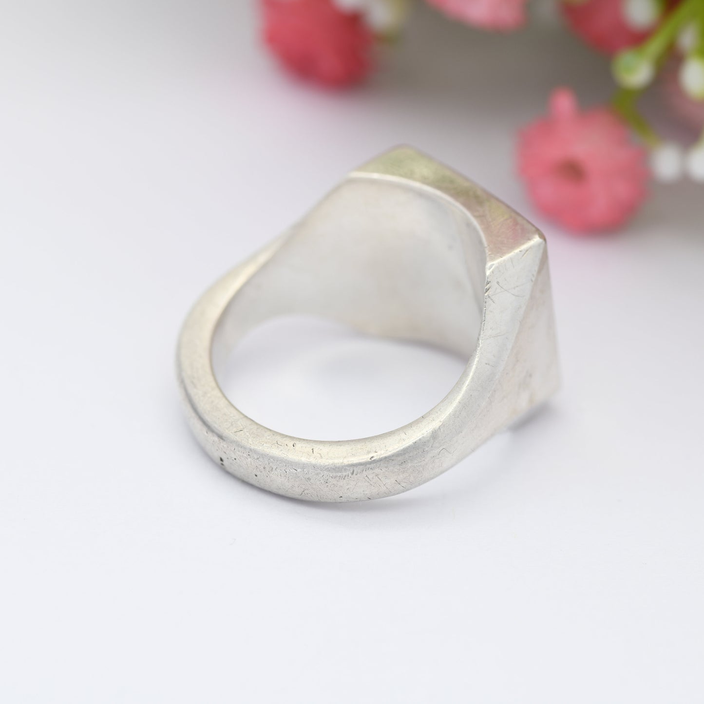 Vintage Sterling Silver Hallmark Ingot Ring 1977 - James Harrison Elizabeth II Jubilee Stamp | Heavy Chunky | UK Size - T | US Size - 9 1/2