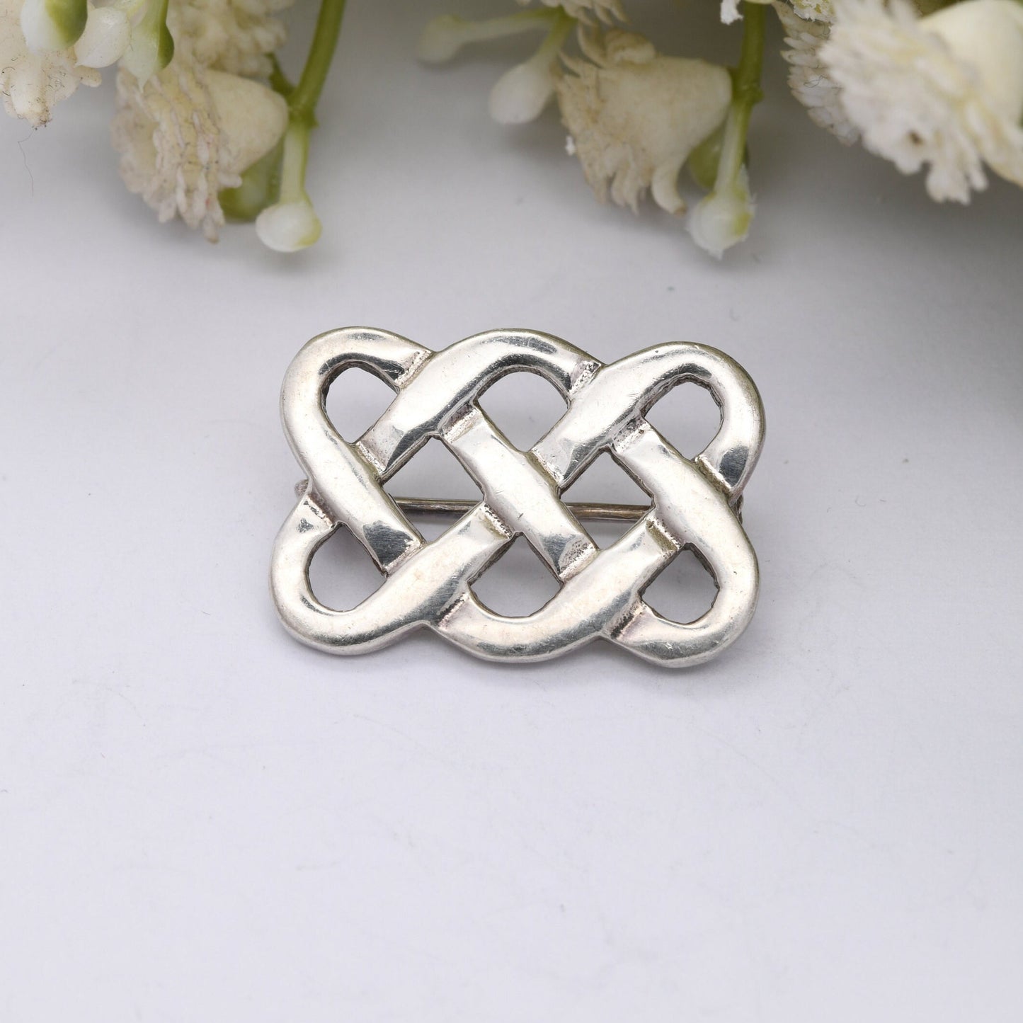 Vintage Scottish Sterling Silver Brooch - Small Celtic Knot Design