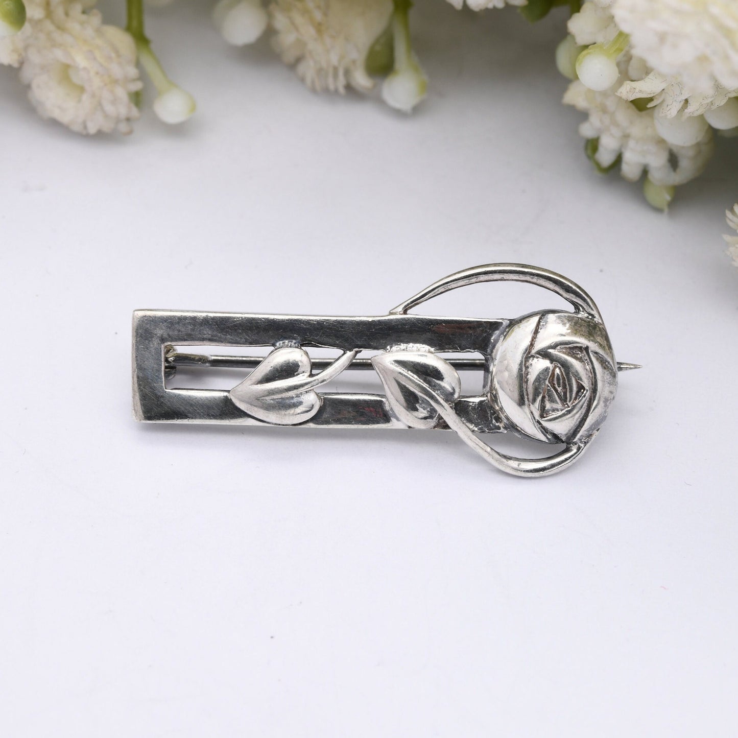 Vintage Scottish Sterling Silver Glasgow Rose Brooch - Mackintosh Stained Glass Window Style | Celtic Flower Design
