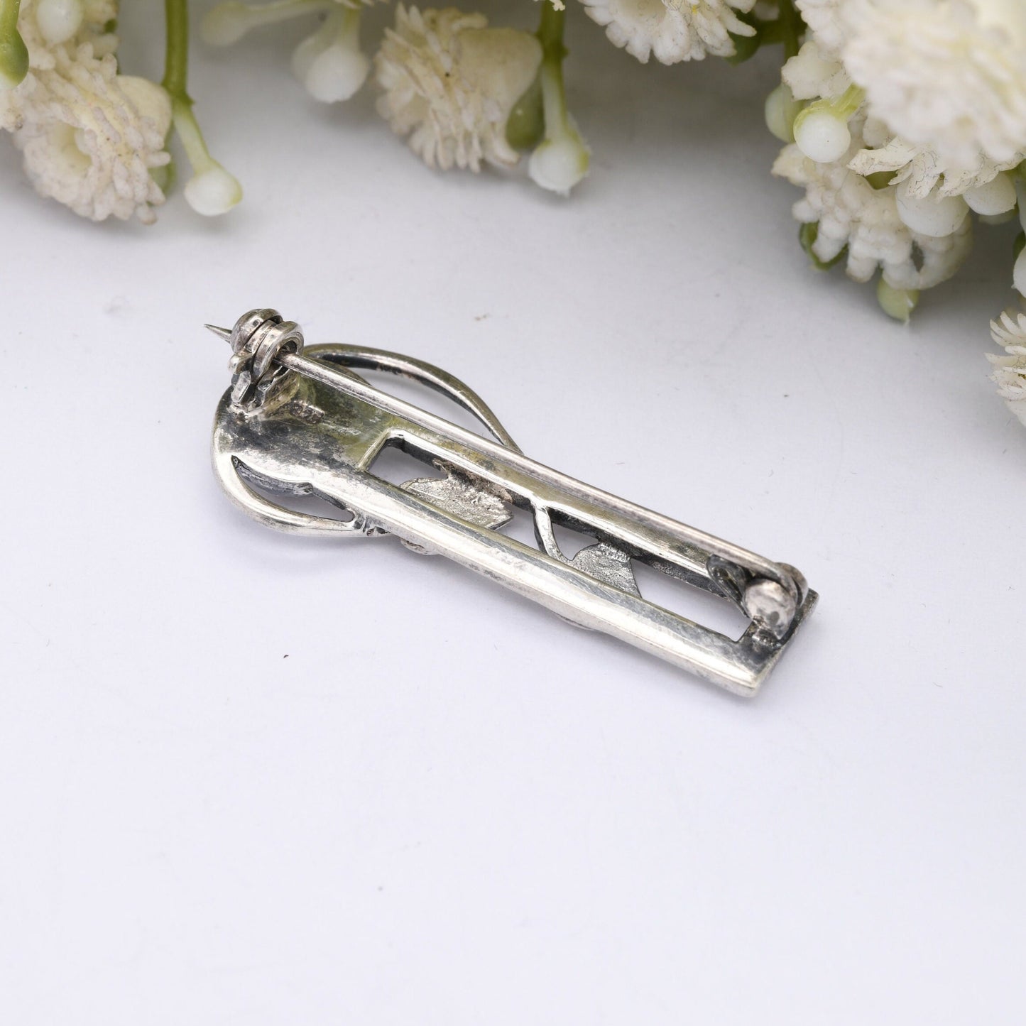 Vintage Scottish Sterling Silver Glasgow Rose Brooch - Mackintosh Stained Glass Window Style | Celtic Flower Design