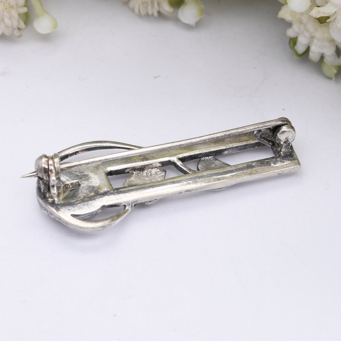 Vintage Scottish Sterling Silver Glasgow Rose Brooch - Mackintosh Stained Glass Window Style | Celtic Flower Design