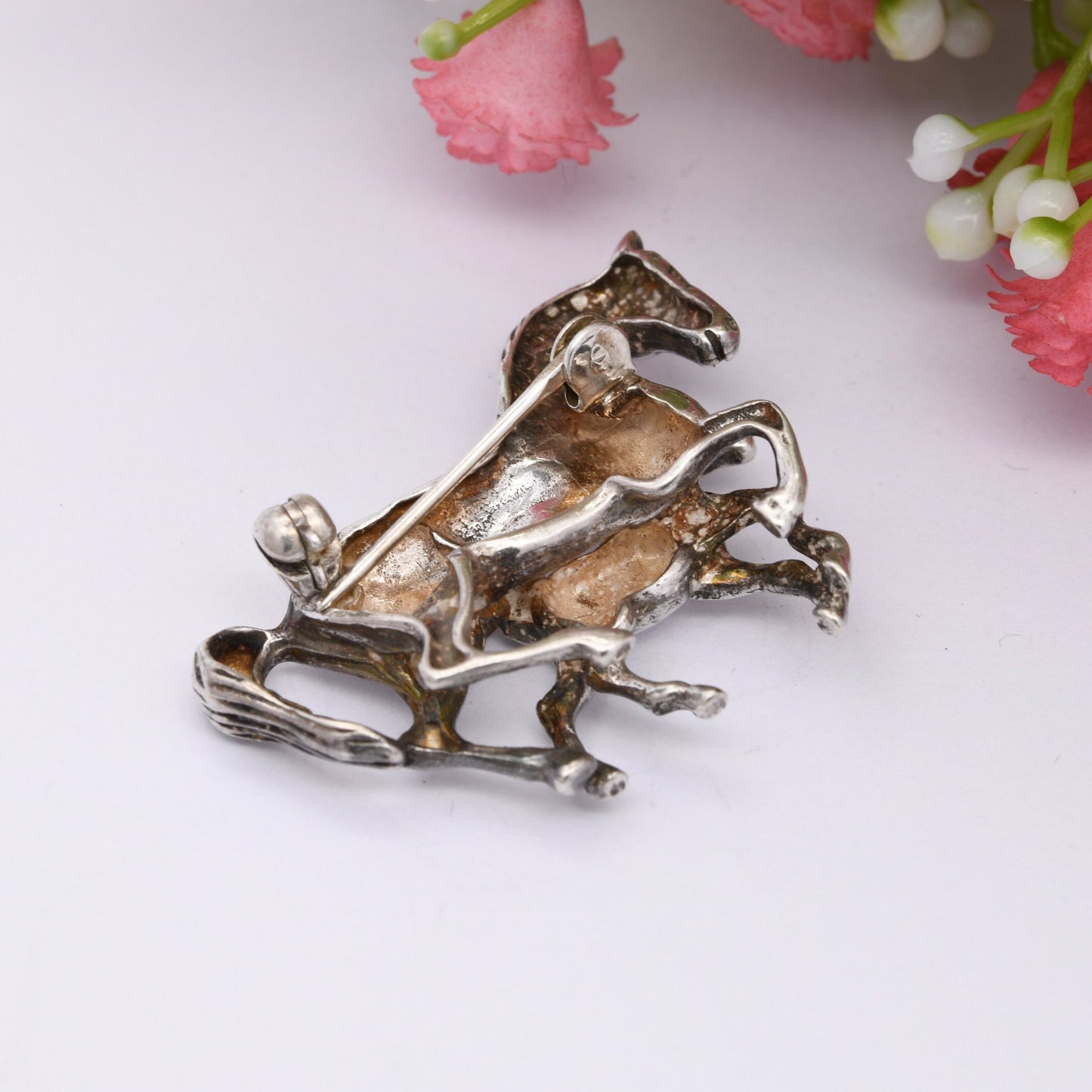 Vintage Sterling Silver Horse and Foal Brooch 1999 - Novelty Animal Jewellery | Gift for Horse Lover