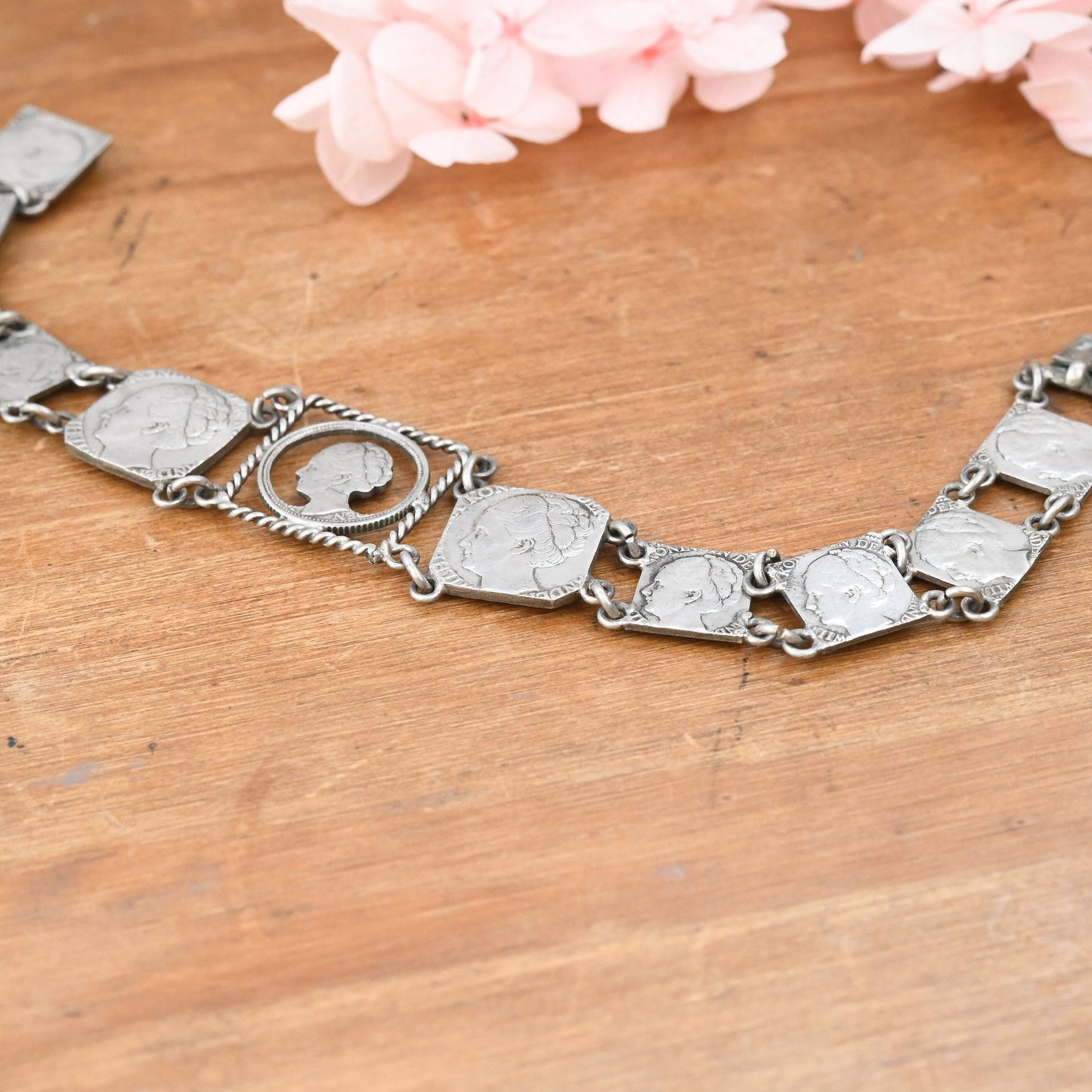 Vintage Silver Wilhelmina Dutch Coin Bracelet 1930s 1940s - Queen of Netherlands | Cut Out Silver Coin Jewellery