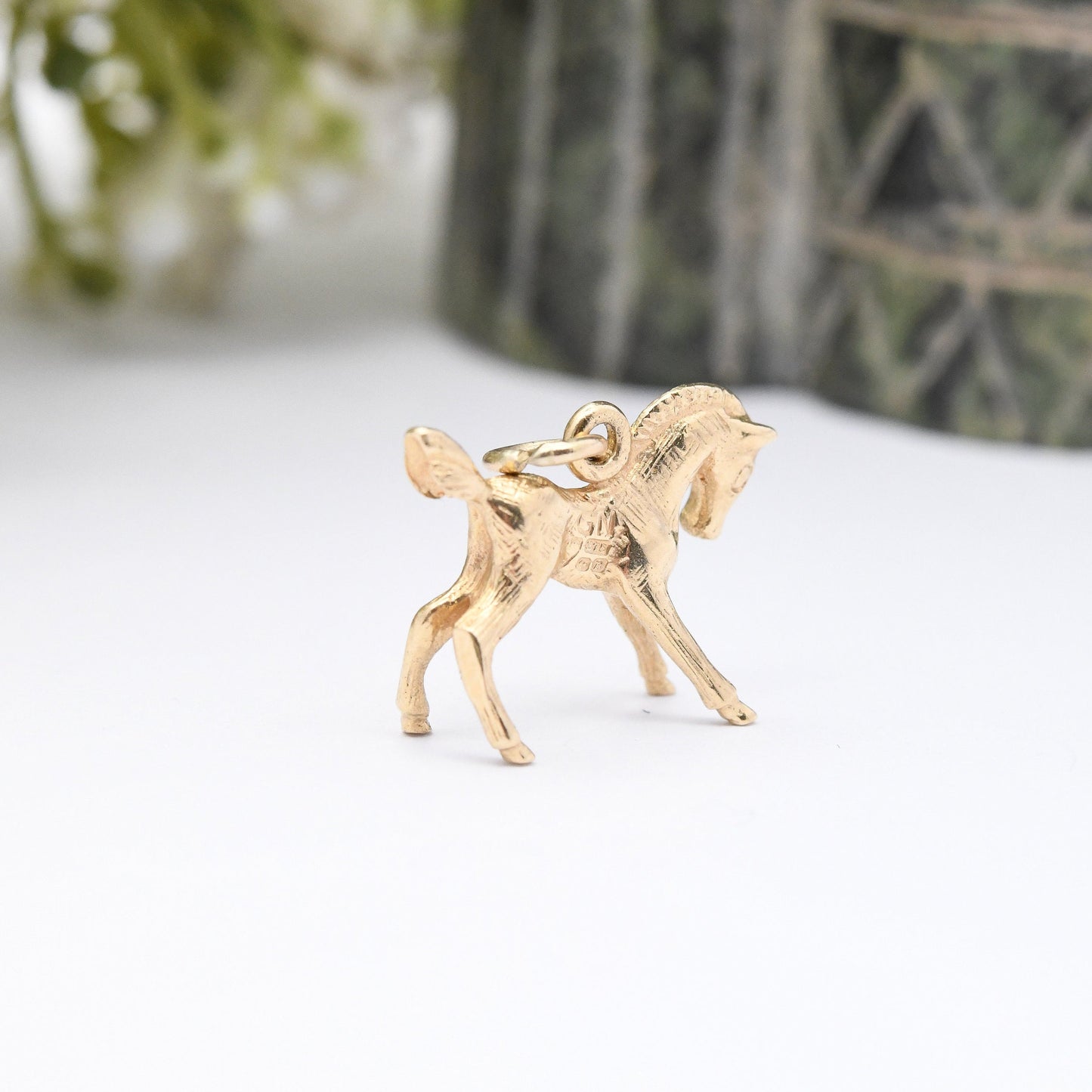 Vintage 9ct Gold Horse Charm Pendant 1976 - 1970s Gold Jewellery | Novelty Animal | Charm Bracelet Charm Necklace