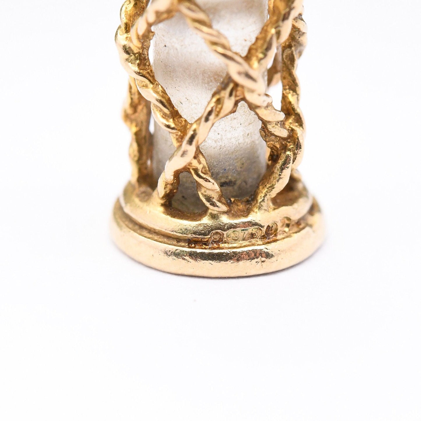 Vintage 9ct Gold Soda Siphon Charm Pendant 1989 by Fred Manshaw - Frosted Glass Bottle Charm