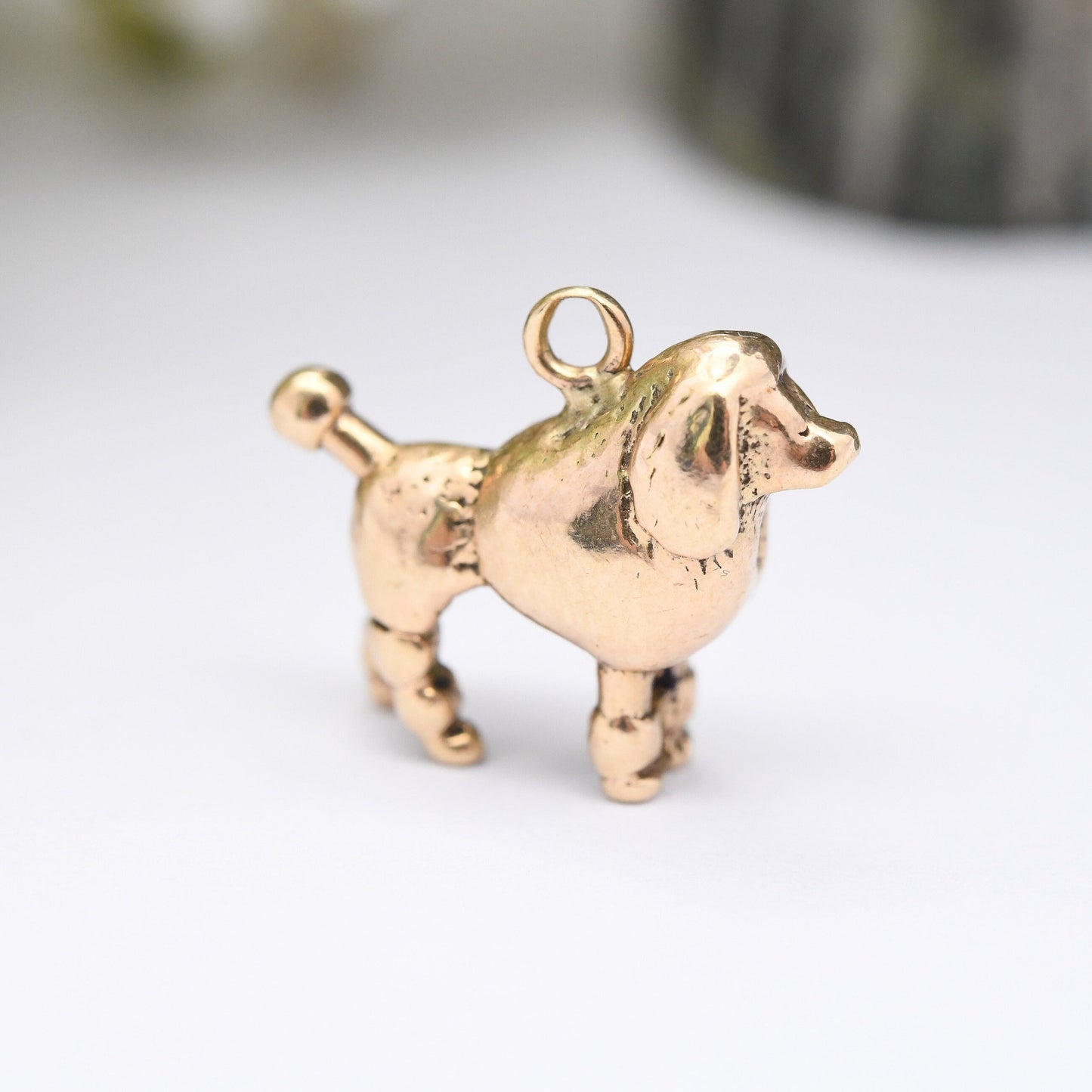 Vintage 9ct Gold Dog Charm Pendant 1960s 1970s - Poodle Dog Charm | Fluffy Dog Walking | Mid-Century Solid Gold