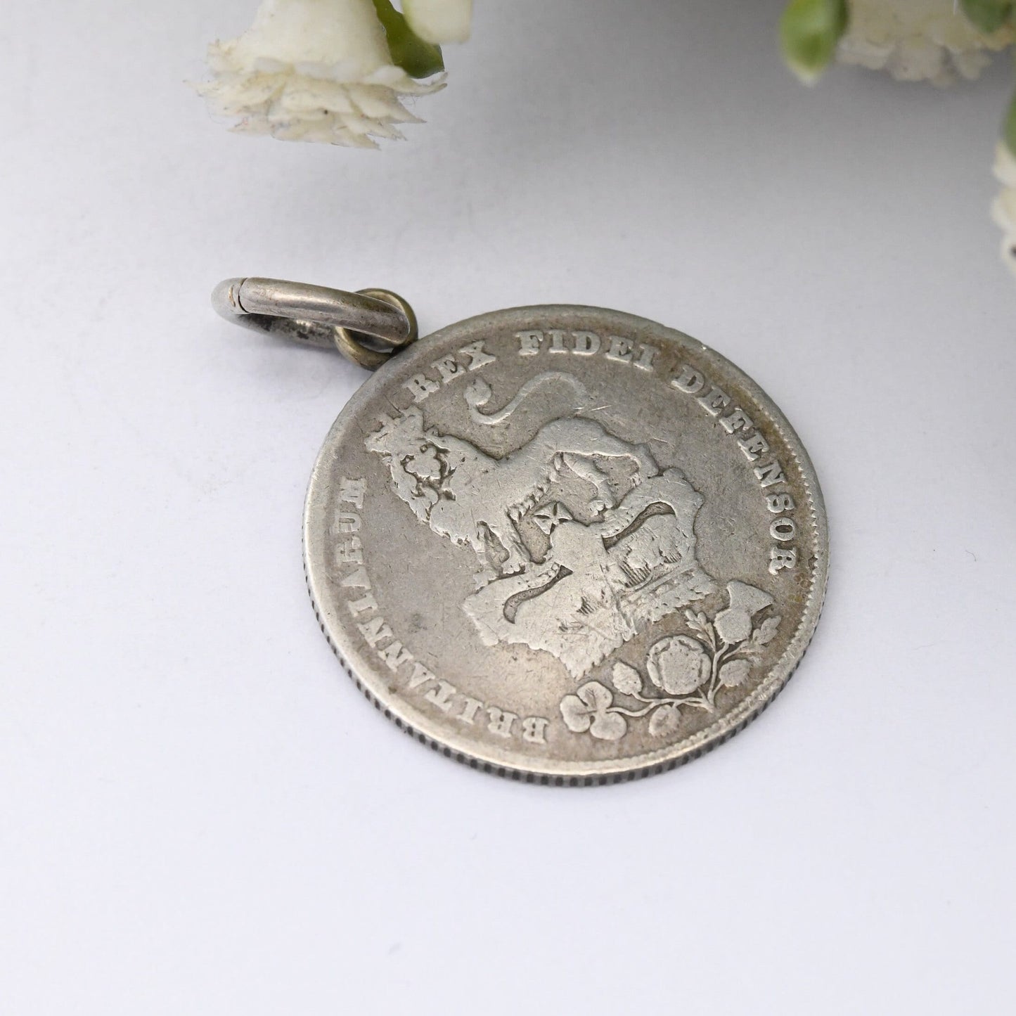 Antique 1826 Sterling Silver George IV Shilling Coin Pendant - Old British Silver Coin Jewellery | Georgian