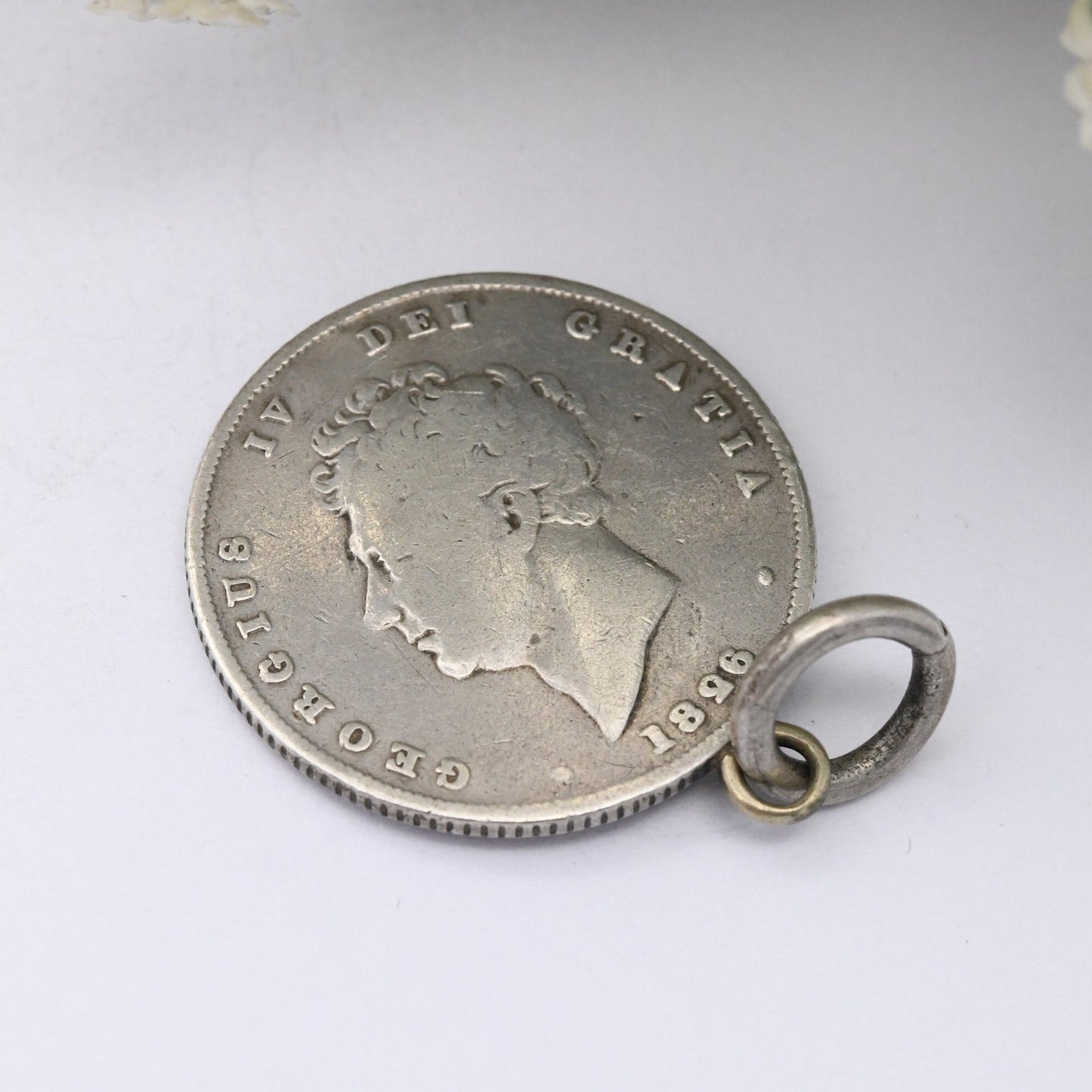 Antique 1826 Sterling Silver George IV Shilling Coin Pendant - Old British Silver Coin Jewellery | Georgian