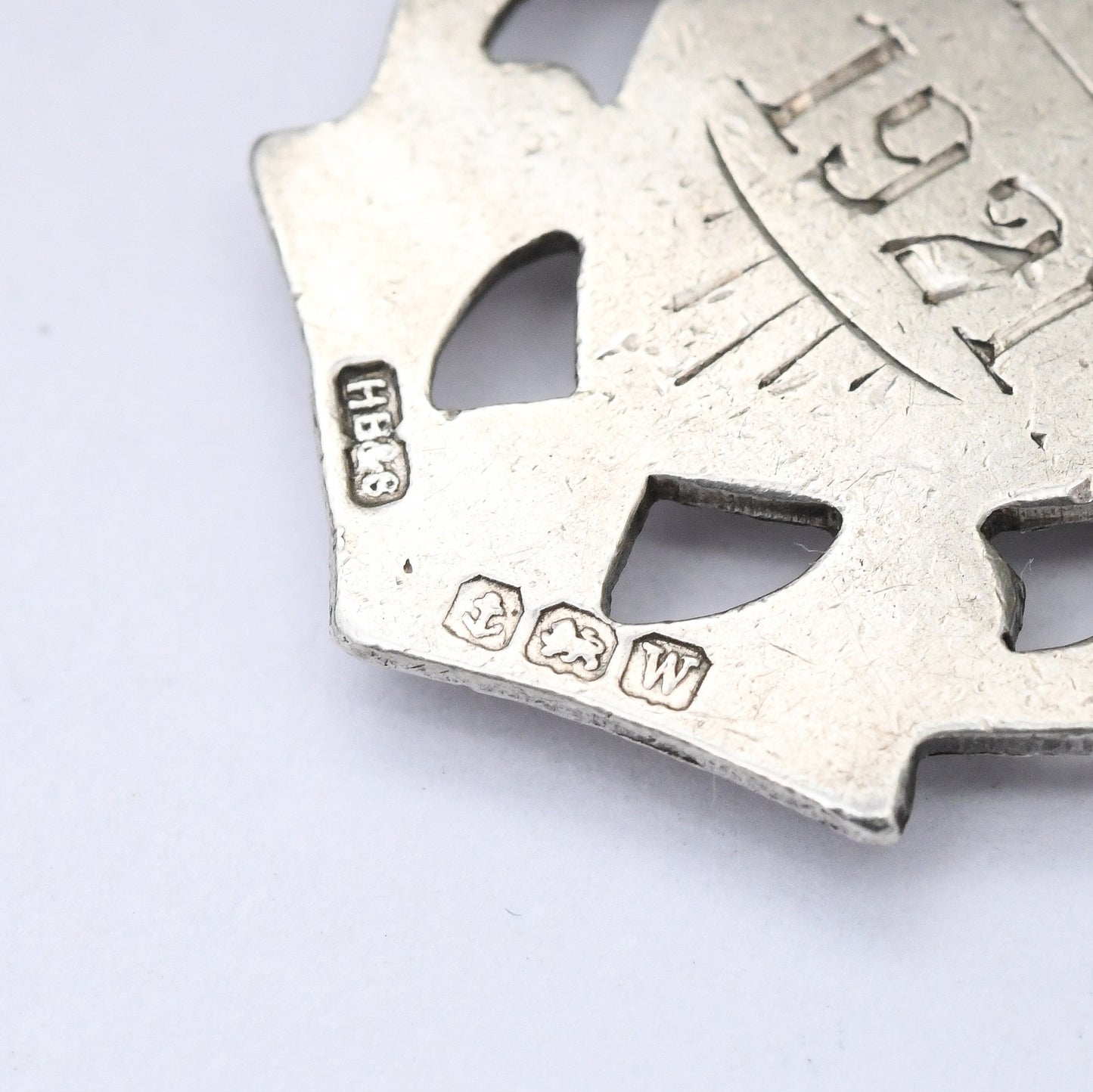 Antique Sterling Silver Watch Fob Pendant 1921 by Herbert Bushell & Son - with Blank Shield Space for Engraving
