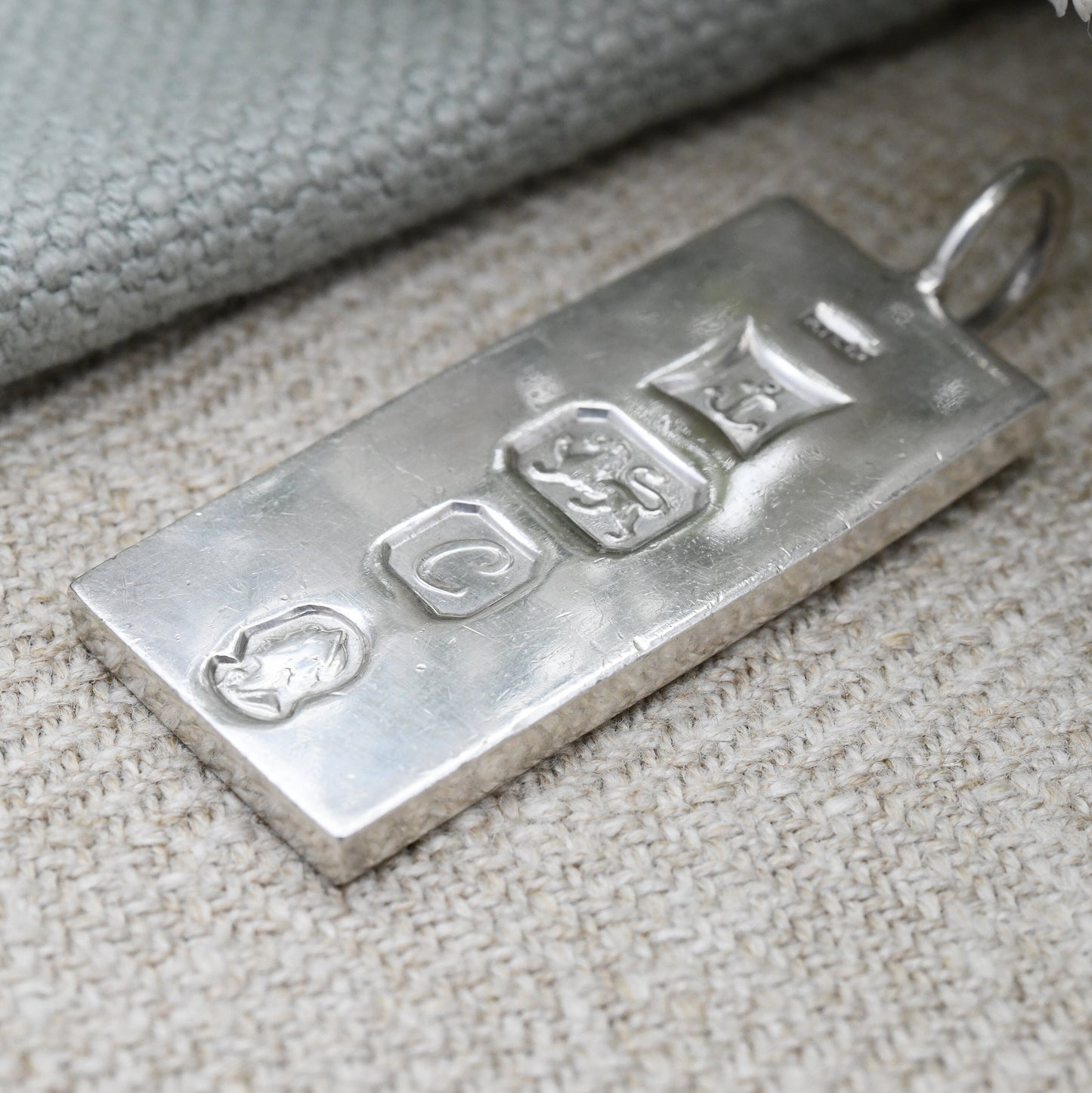 Vintage Sterling Silver Ingot Pendant 1977 with Queen Elizabeth II Silver Jubilee Stamp - Hallmarked in Birmingham | Mid-Century Necklace
