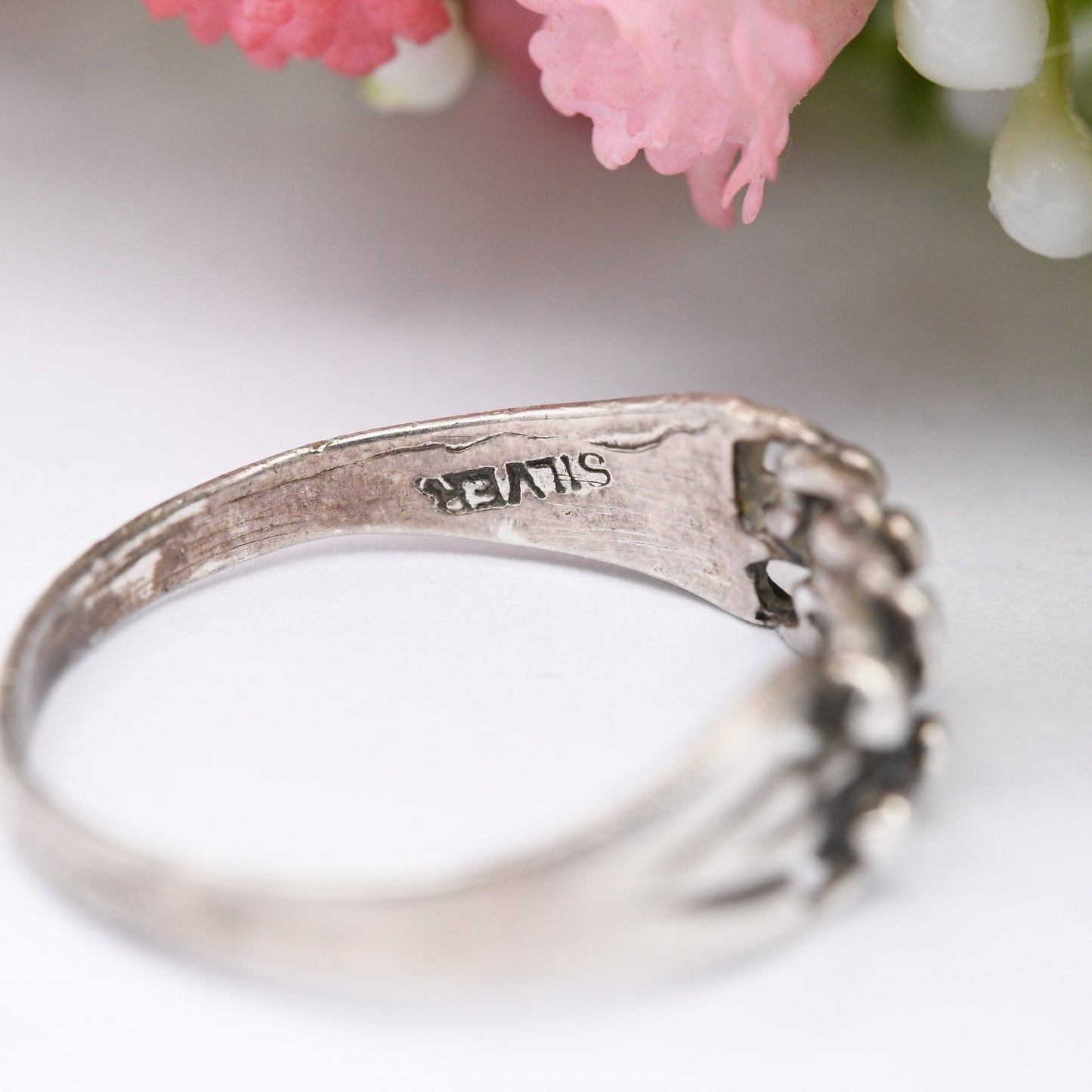 Vintage Sterling Silver Keeper Ring - 2 Rows | Unisex Everyday Silver Band | UK Size - O 1/2 | US Size - 7 1/2
