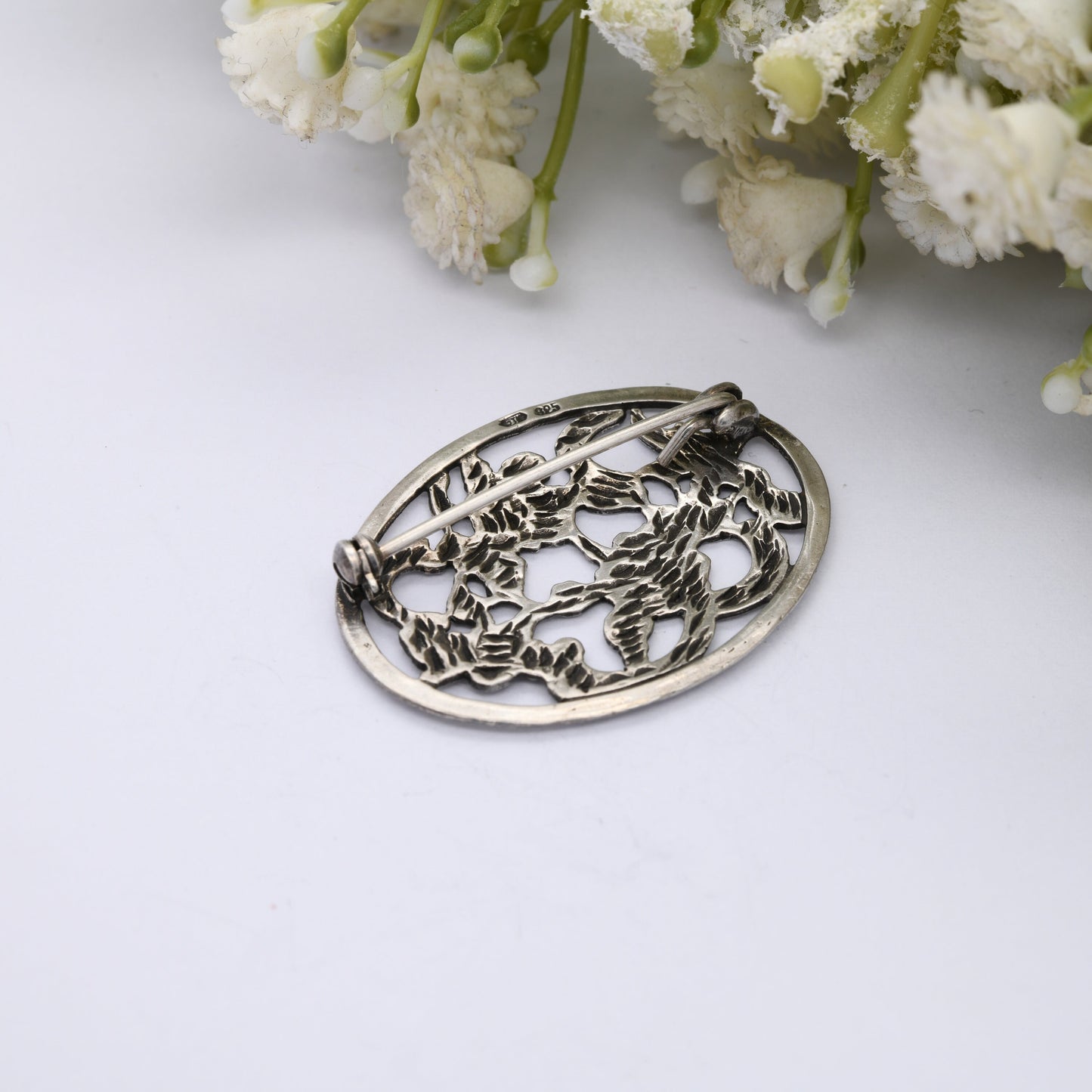 Vintage Sterling Silver Openwork Flower Brooch - Floral Cut Out Design | Victorian Style