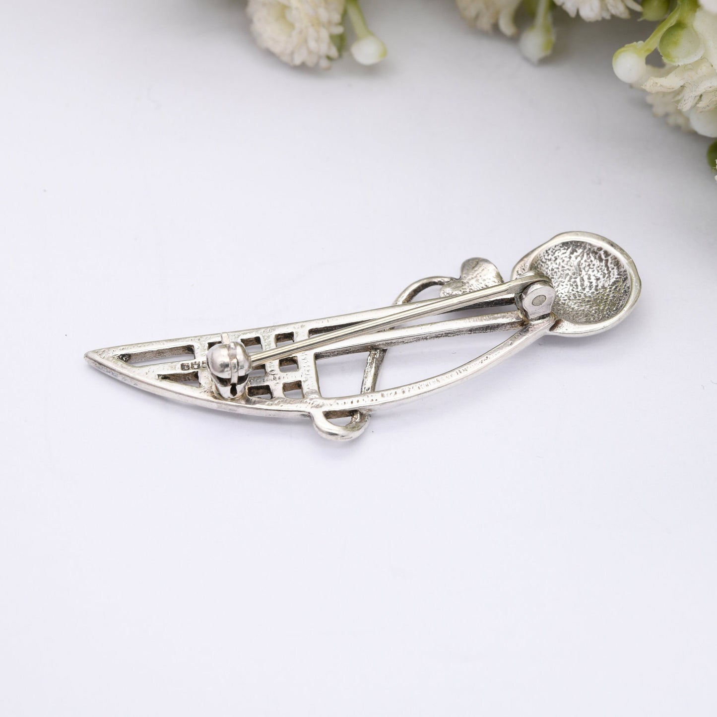 Vintage Scottish Sterling Silver Glasgow Rose Brooch 1993 by Carrick CJL - Mackintosh Stained Glass Window Style | Celtic Flower Design