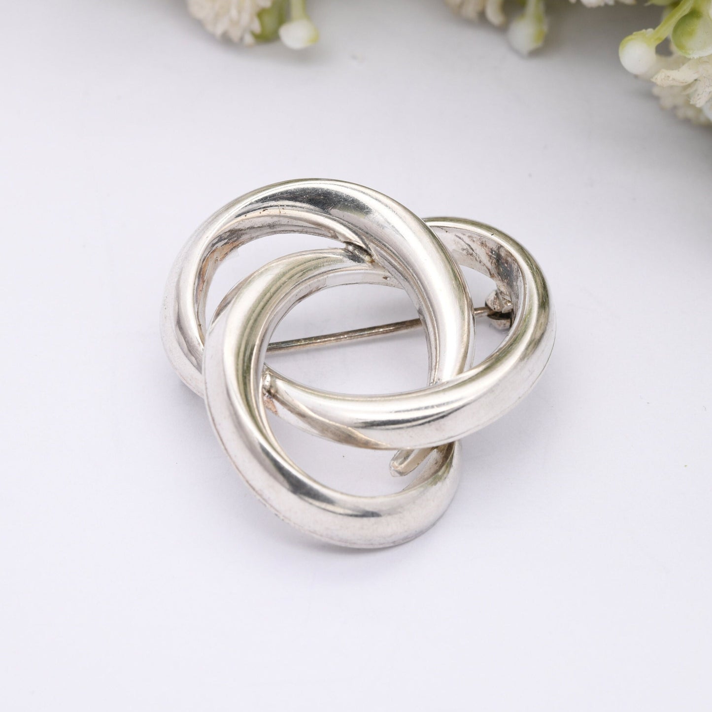 Vintage Andreas Daub Sterling Silver Twisted Knot Brooch A*D - Mid-Century Modernist Silver Jewellery