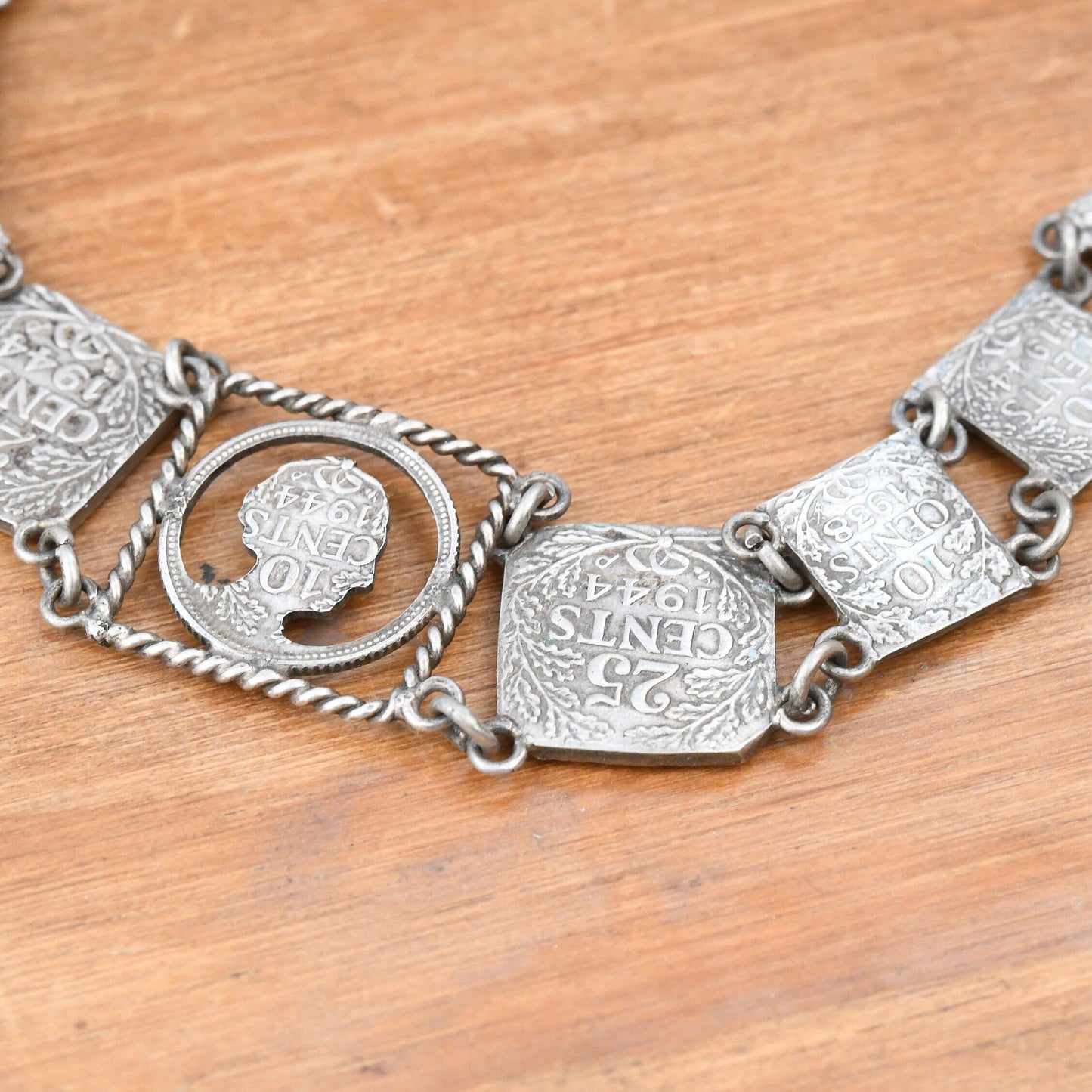 Vintage Silver Wilhelmina Dutch Coin Bracelet 1930s 1940s - Queen of Netherlands | Cut Out Silver Coin Jewellery