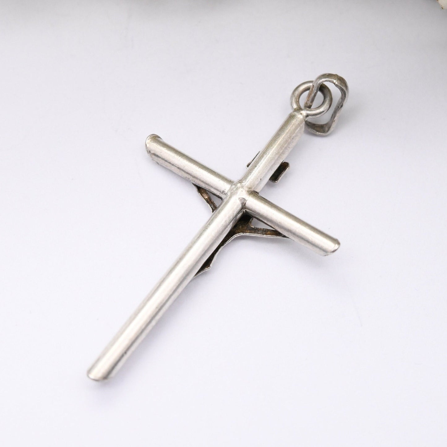 Vintage Sterling Silver Christ on the Cross Pendant INRI