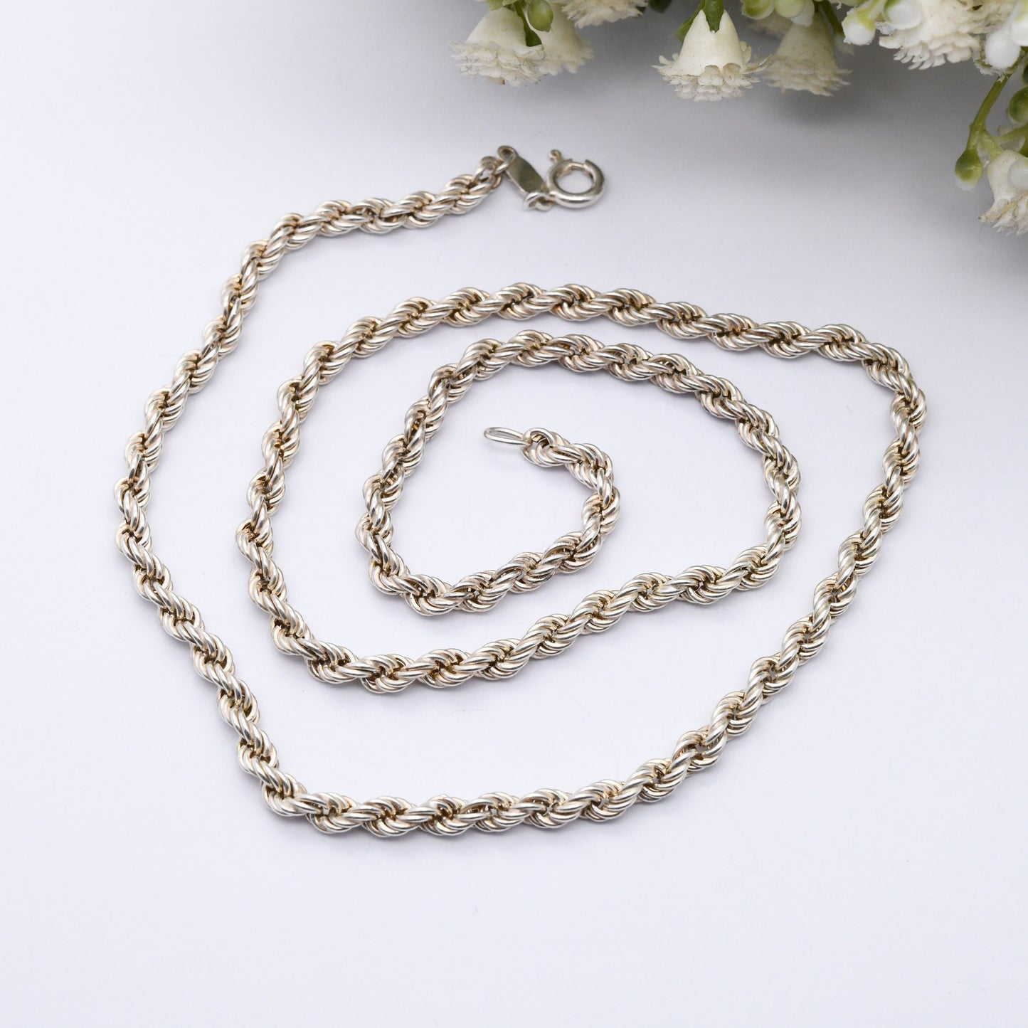 Vintage Sterling Silver Rope Twist Chain Necklace 1988 - Chunky Unisex Design | 20"