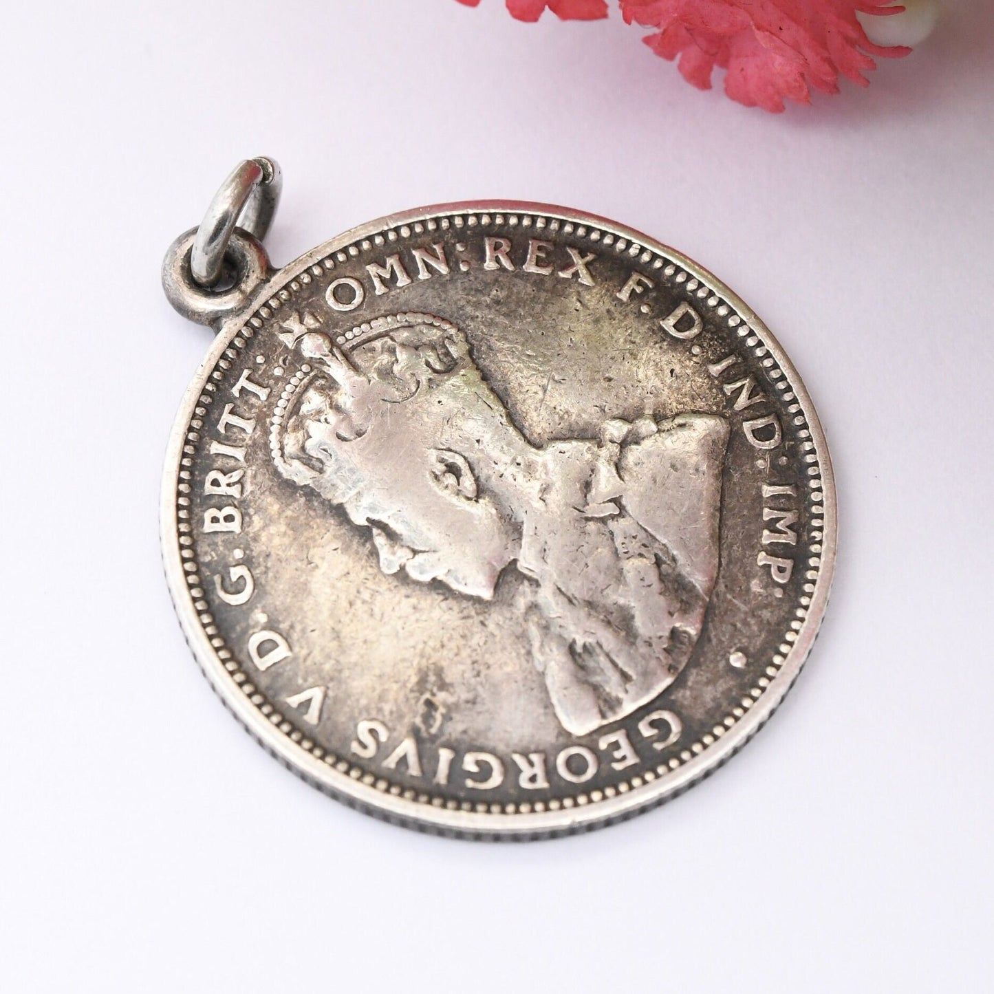 Antique Australia One Shilling George V 1911 Sterling Silver Coin Pendant - Silver Coin Jewellery
