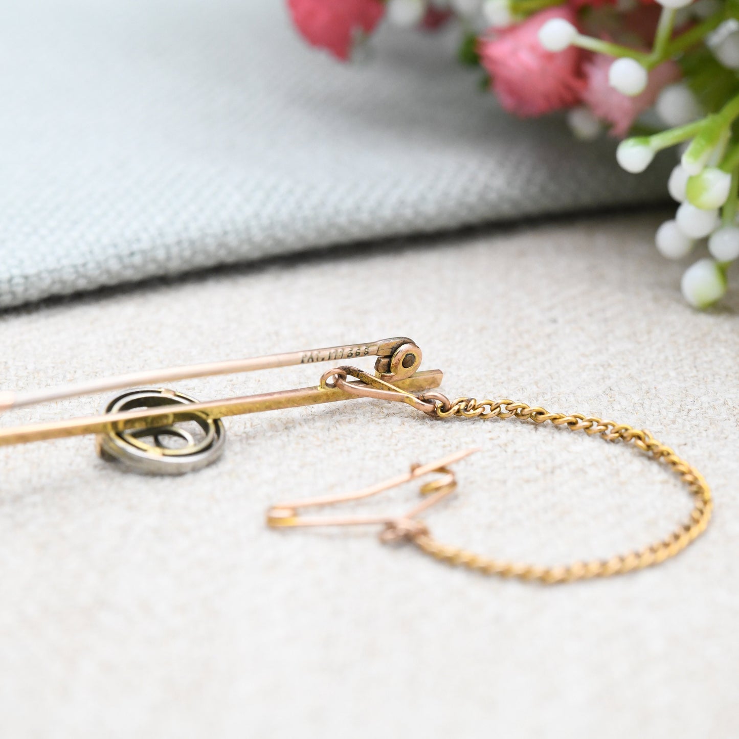 Antique Edwardian 9ct Gold Diamond Brooch with a Flower Design - Minimalist Floral Leaf Pin | Pretty Sculptural Jewellery Gift