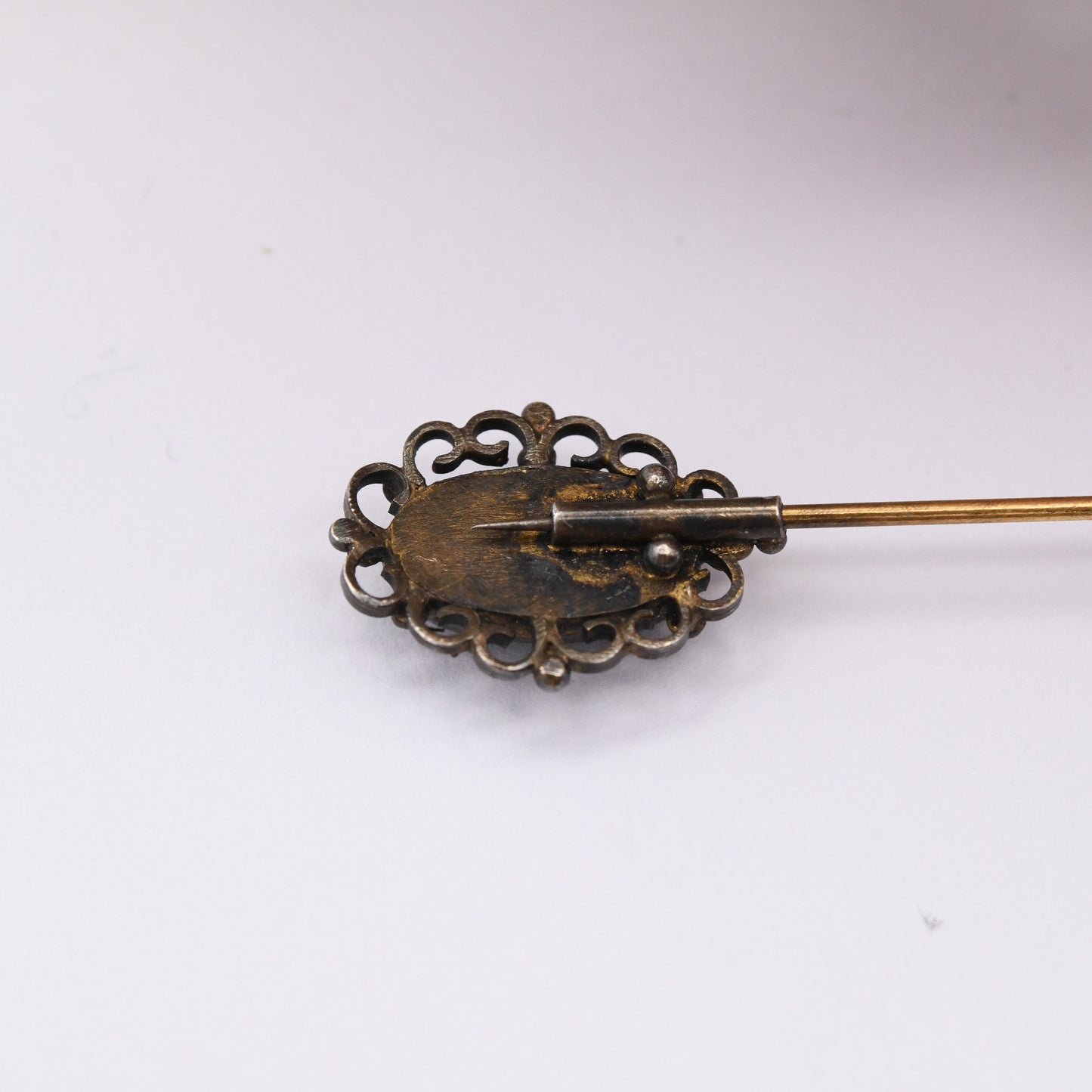 Vintage Opal Stick Pin Blue Opal Cap - Double Ended Lapel Tie Pin | Opal Doublet | Ornate Antique Style