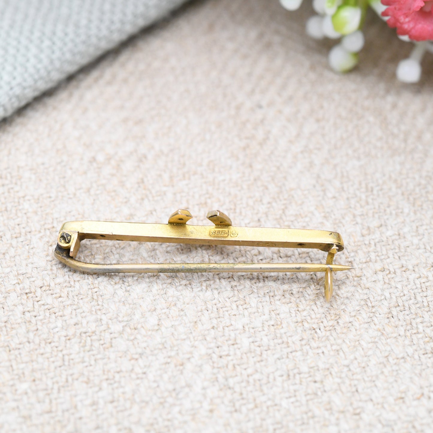 Antique 9ct Gold Lucky Horseshoe Brooch - Good Luck Bar Brooch | Two-Tone Yellow Gold and Rose Gold